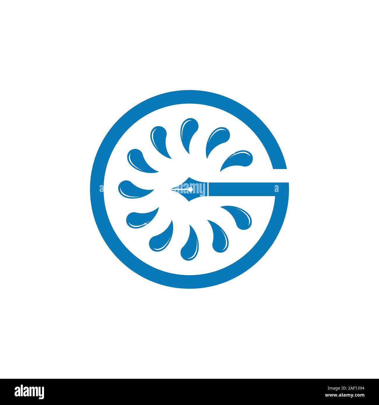 letter g pen writer geometric logo vector Stock Vector