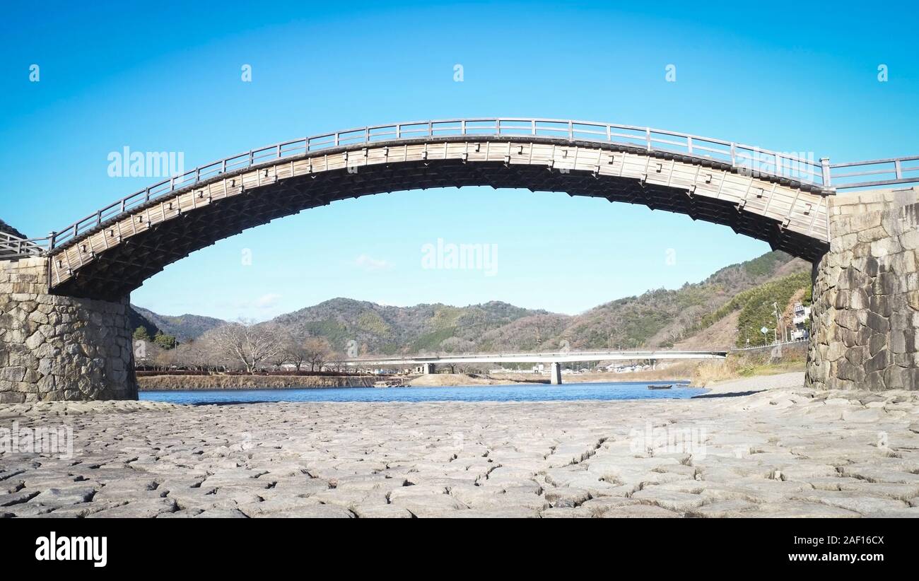 Iwakuni Yamaguchi Japan Kintaikyo Bridge over the Nishiki River with