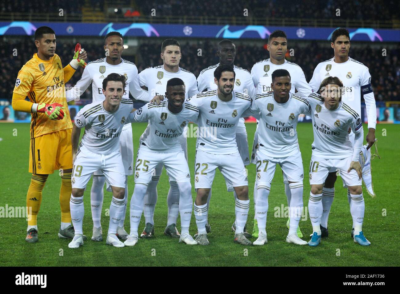 Brugge, Belgium. 11th Dec, 2019. Players of Real Madrid pose for photo  before a Group A match of the 2019-2020 UEFA Champions League between Club  Brugge and Real Madrid in Brugge, Belgium,