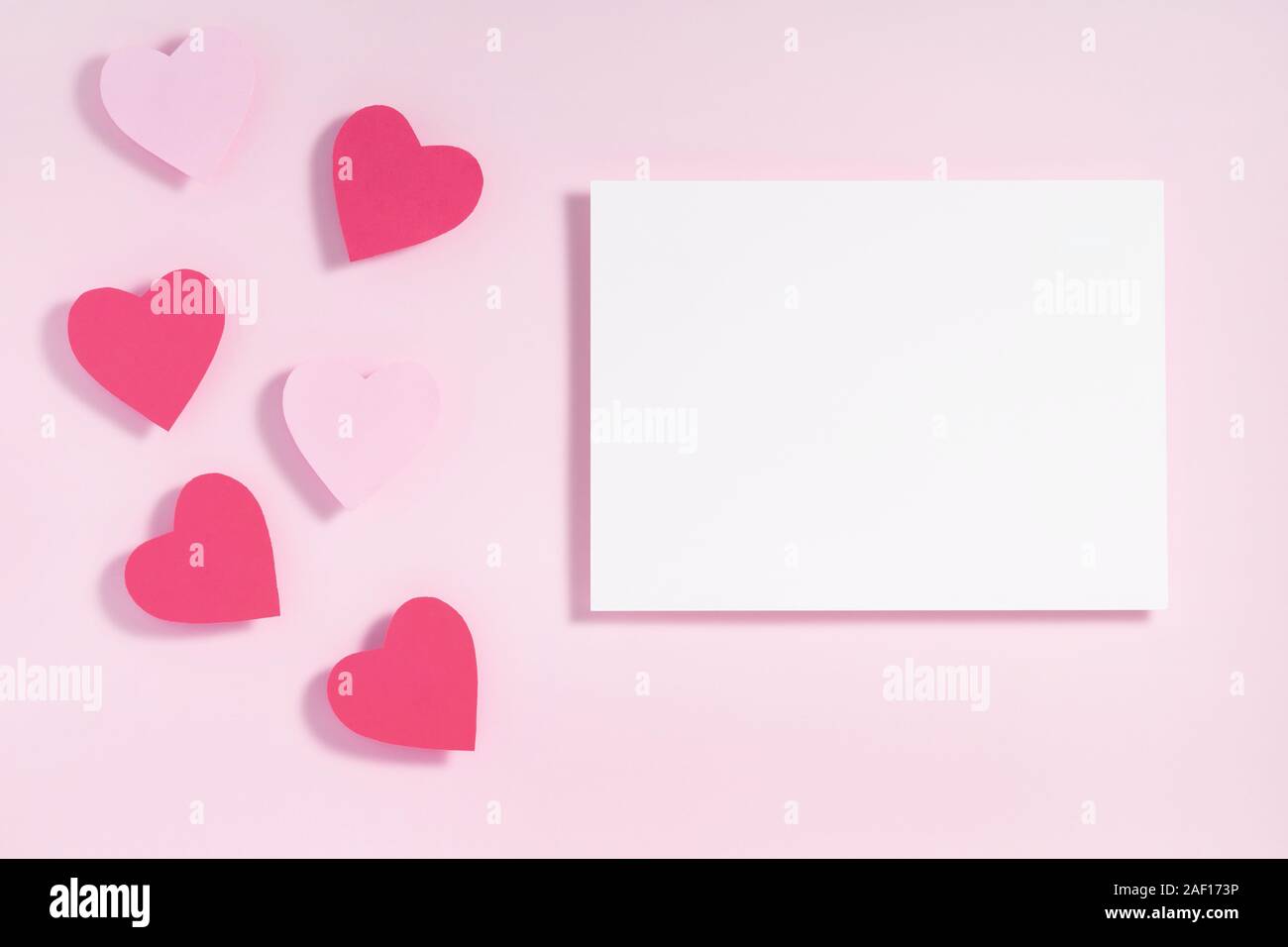 Beautiful Pink Paper Hearts White Paper Background Stock Photo by