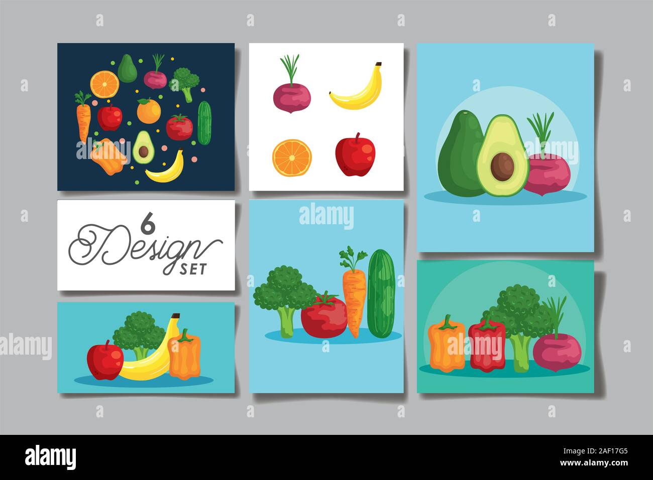 bundle of healthy food six design set Stock Vector Image & Art - Alamy