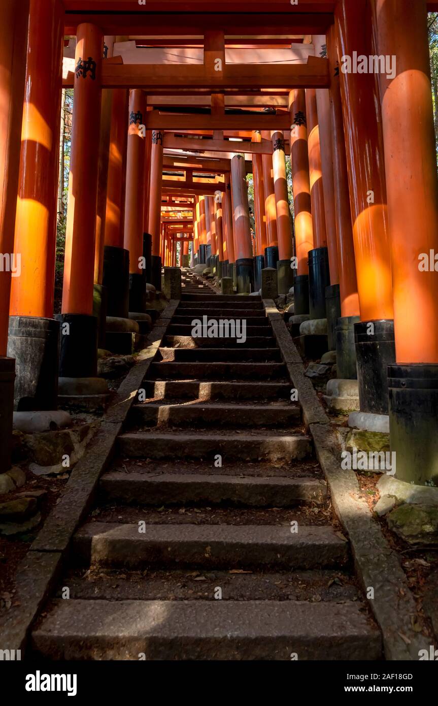 Stairs at Fushimi Inari Shrine gates. Kyoto, Japan Stock Photo - Alamy