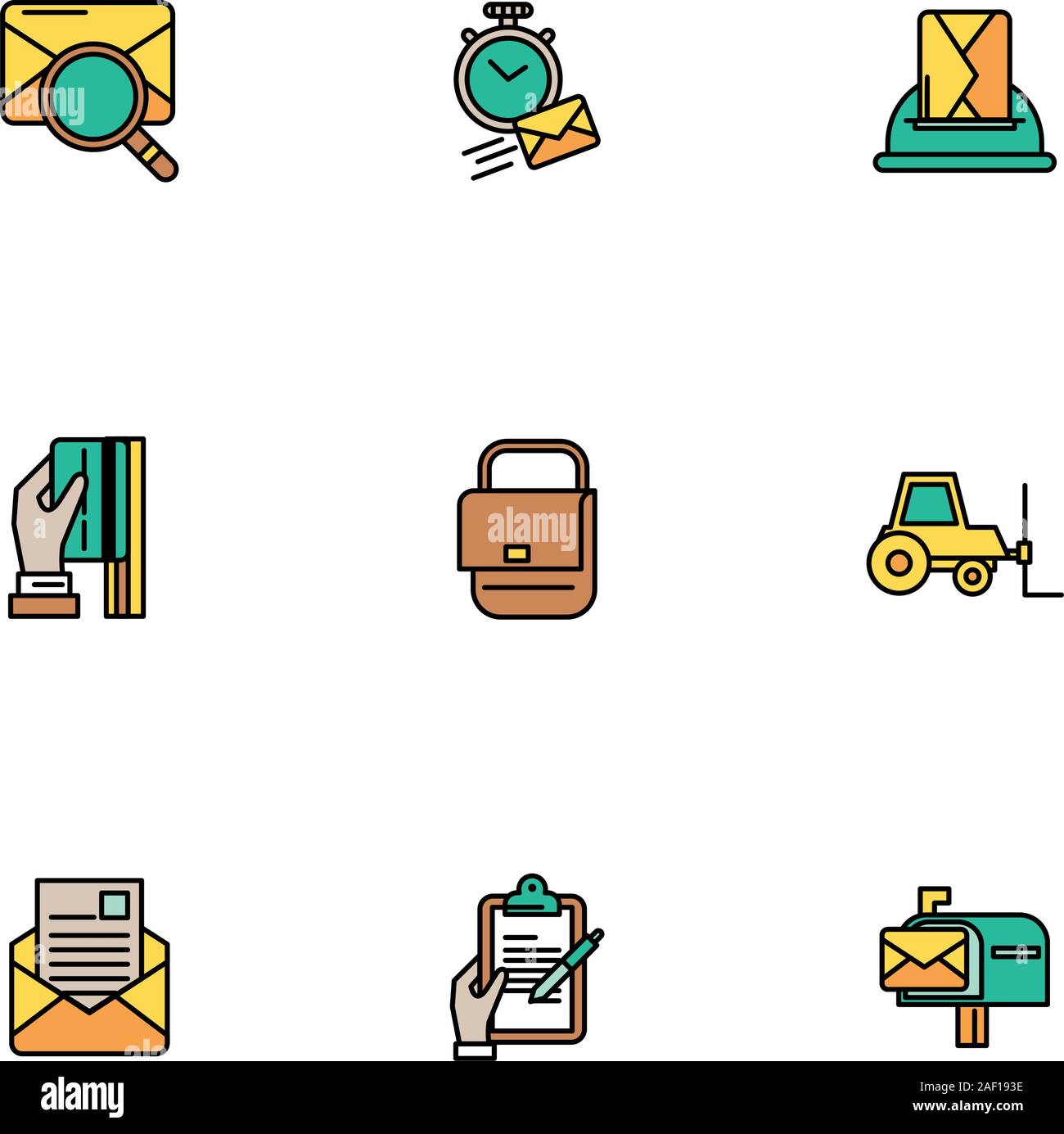 bundle of postal service icons Stock Vector