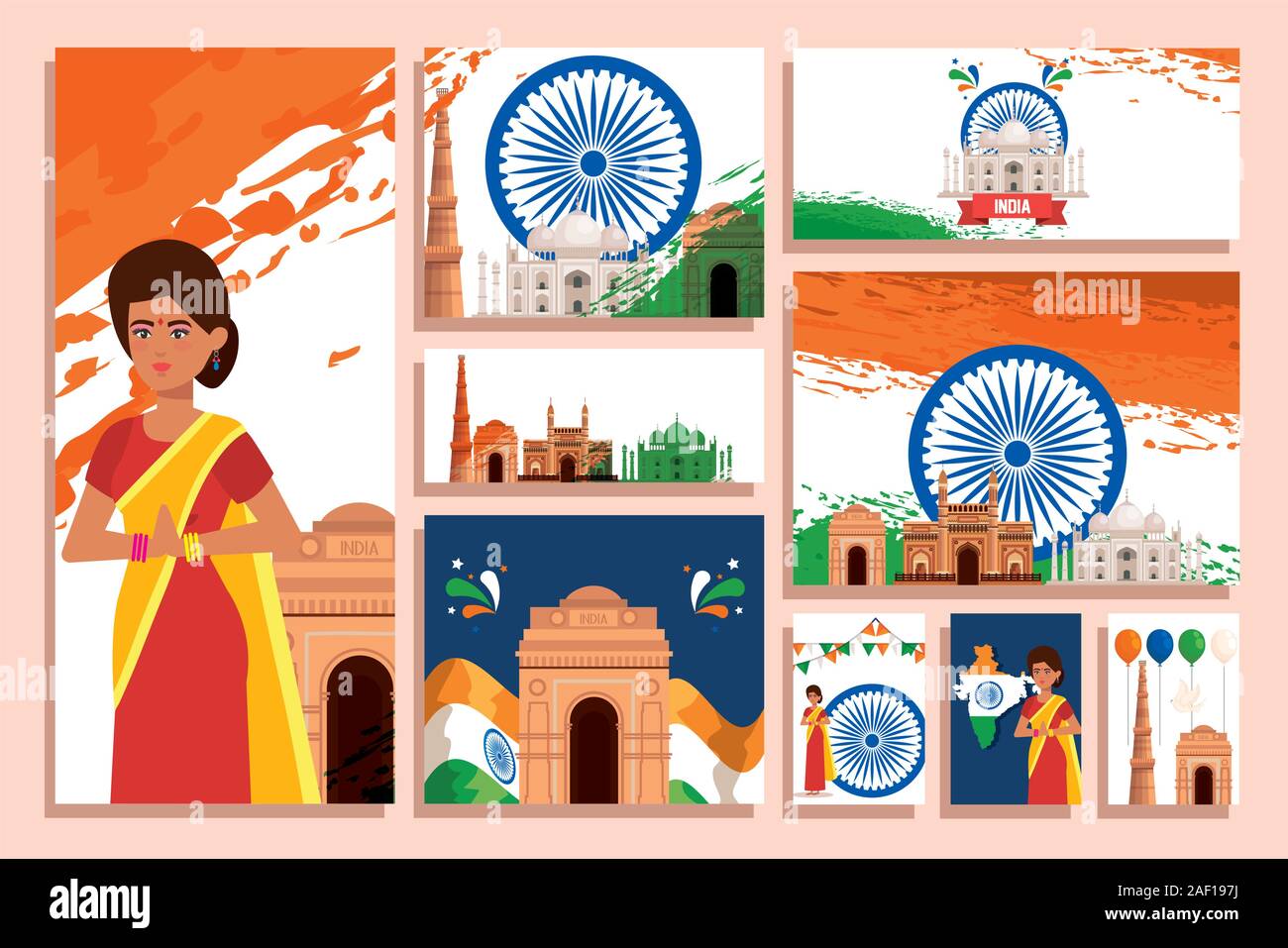 bundle independence day india with icons Stock Vector Image & Art - Alamy