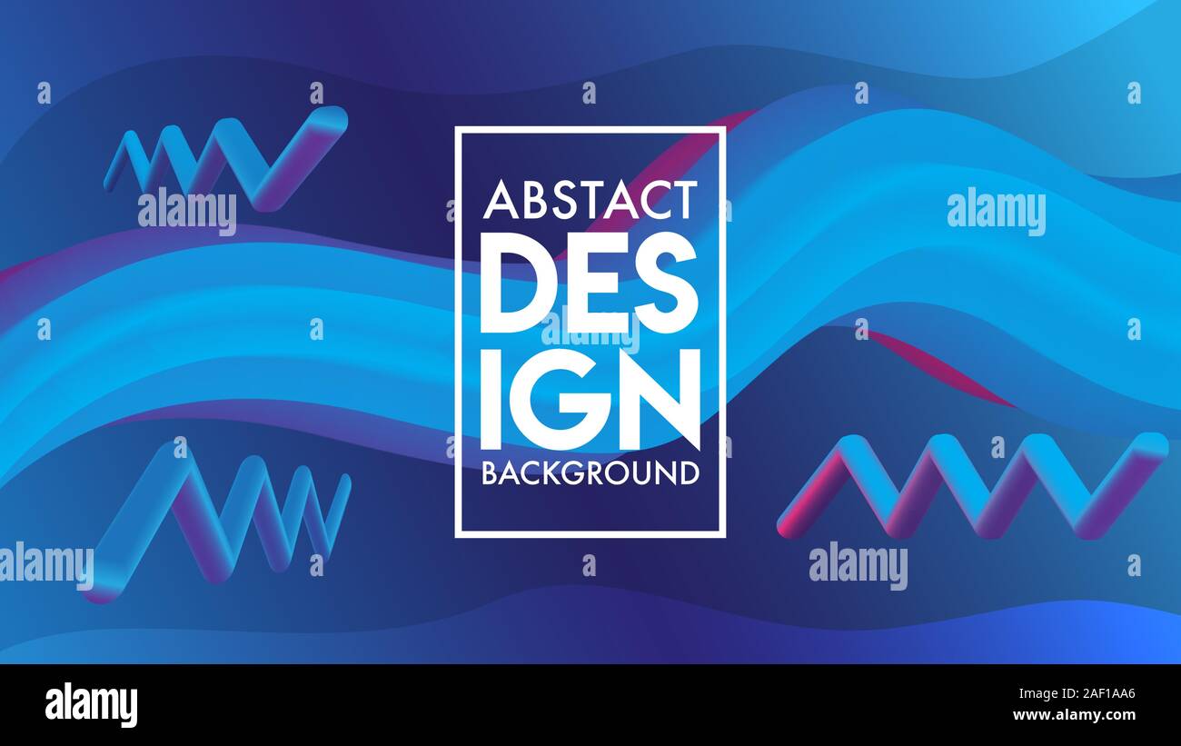 Colorful Abstract Blend Background Design Template, Wave Backgroud Design Concept, Blue Violet Wavy Element, Purple Violet Blue Gradation Stock Vector
