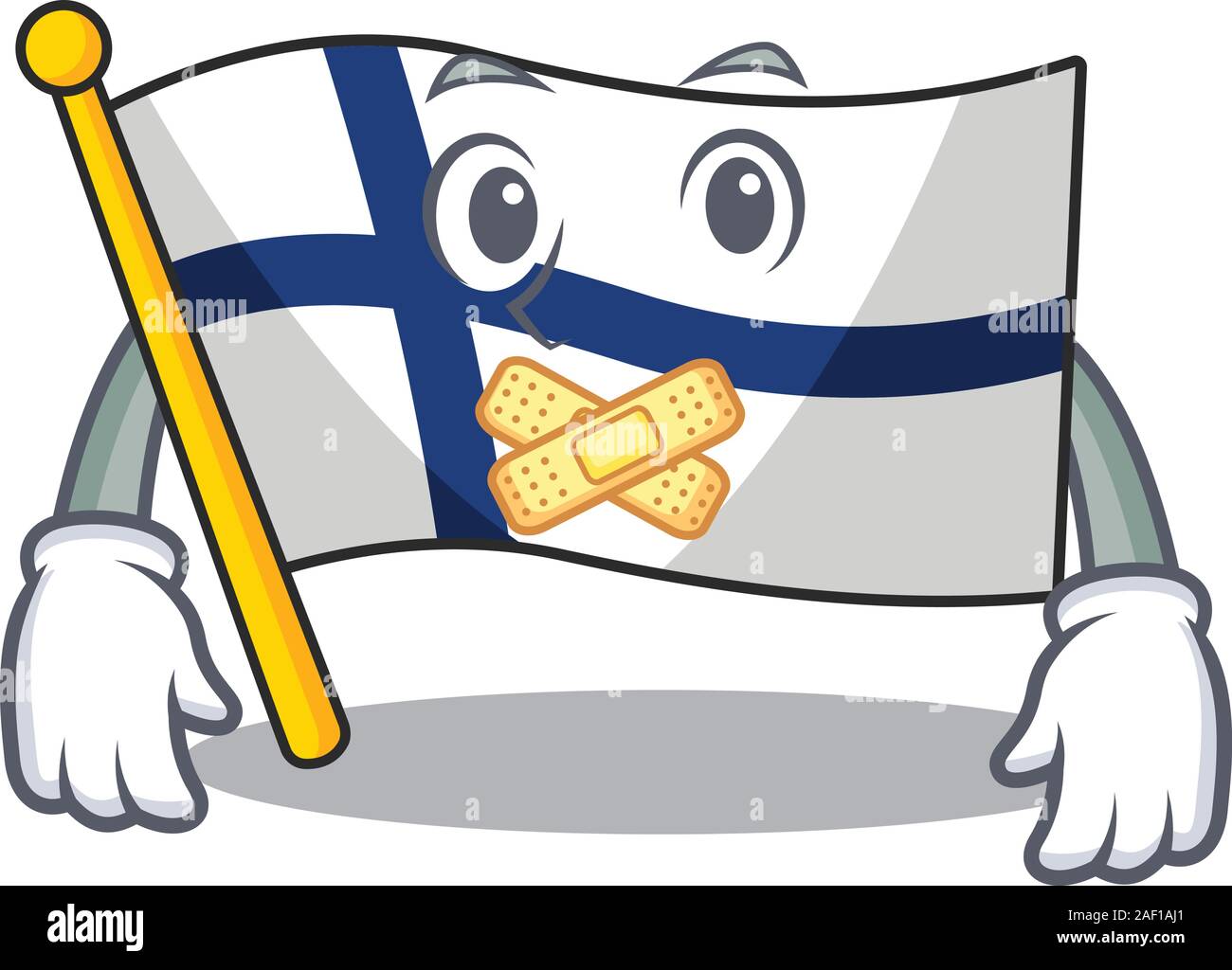 Flag finland mascot cartoon character style making silent gesture. Vector illustration Stock Vector