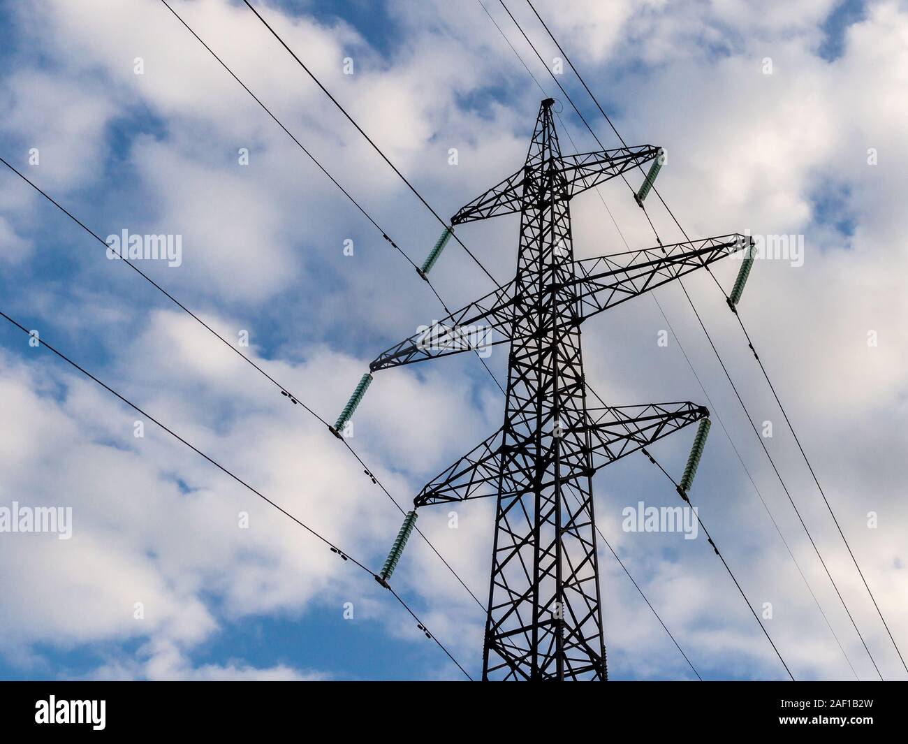 high-value power support in strong wind from the side Stock Photo