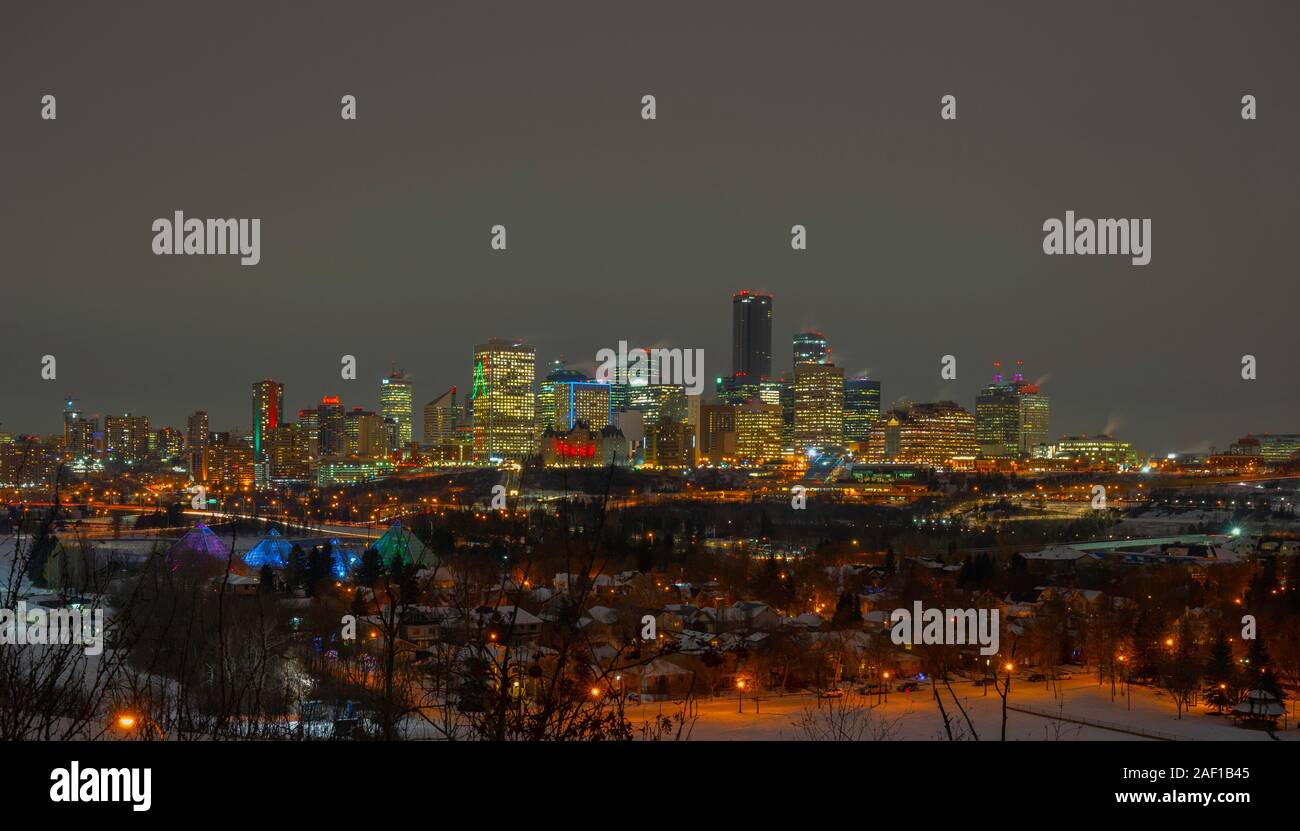 Christmas Theme night lights in downtown Edmonton, Alberta, Canada