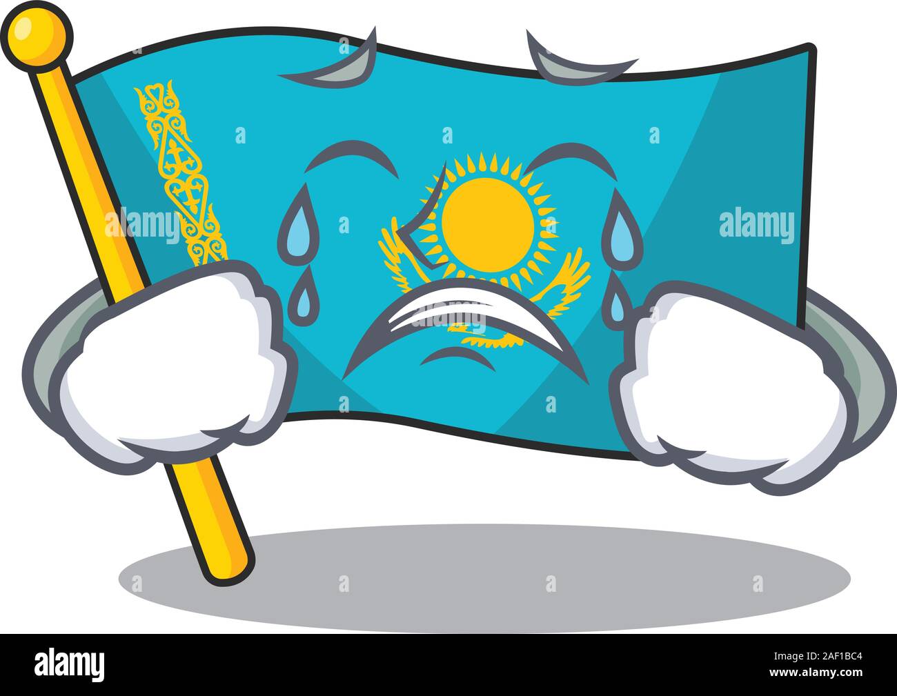 Sad Crying flag kazakhstan mascot cartoon style. Vector illustration Stock Vector