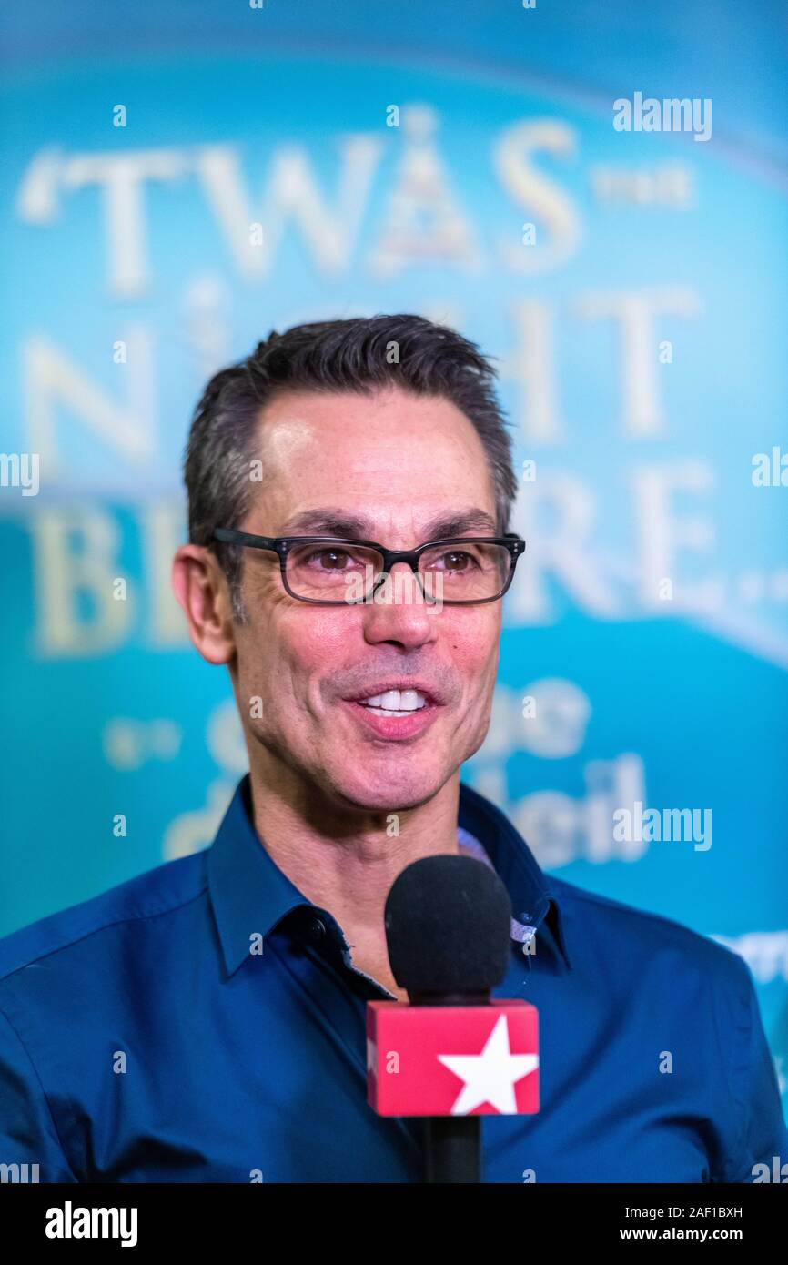 New York, USA,  11 December 2019.  James Hadley, stage director and writer of the show 'Twas the Night Before...  talks to reporters at the Hulu Theater in Madison Square, ahead of the premier of Cirque du Soleil's first ever Christmas show. Credit: Enrique Shore/Alamy Live News Stock Photo