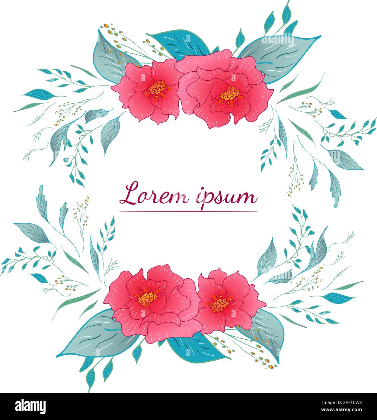 Spring Border Hand Drawing Tropical frame hand-drawn. Jungle foliage flat illustration. Floral ...