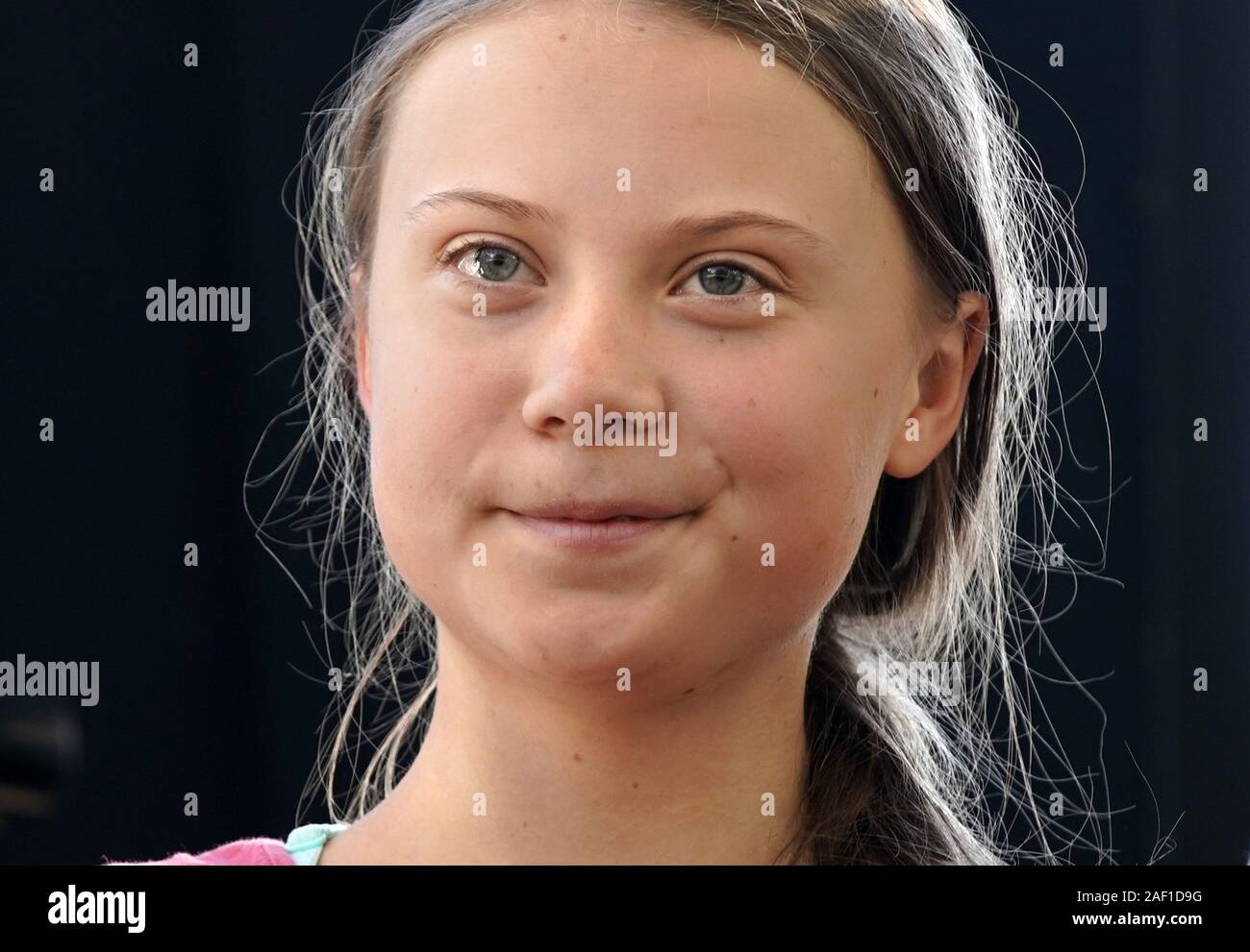 New York, United States. 12th Dec, 2019. Swedish environmental activist Greta Thunberg waits to speak on the stage as thousands gather at Battery Park at the Global Climate Strike March in New York City on Friday, September 20, 2019. The Global Climate Strike week of action with worldwide strikes expected to stop 'business as usual' in the face of 'the climate emergency. Photo by John Angelillo/UPI Credit: UPI/Alamy Live News Stock Photo