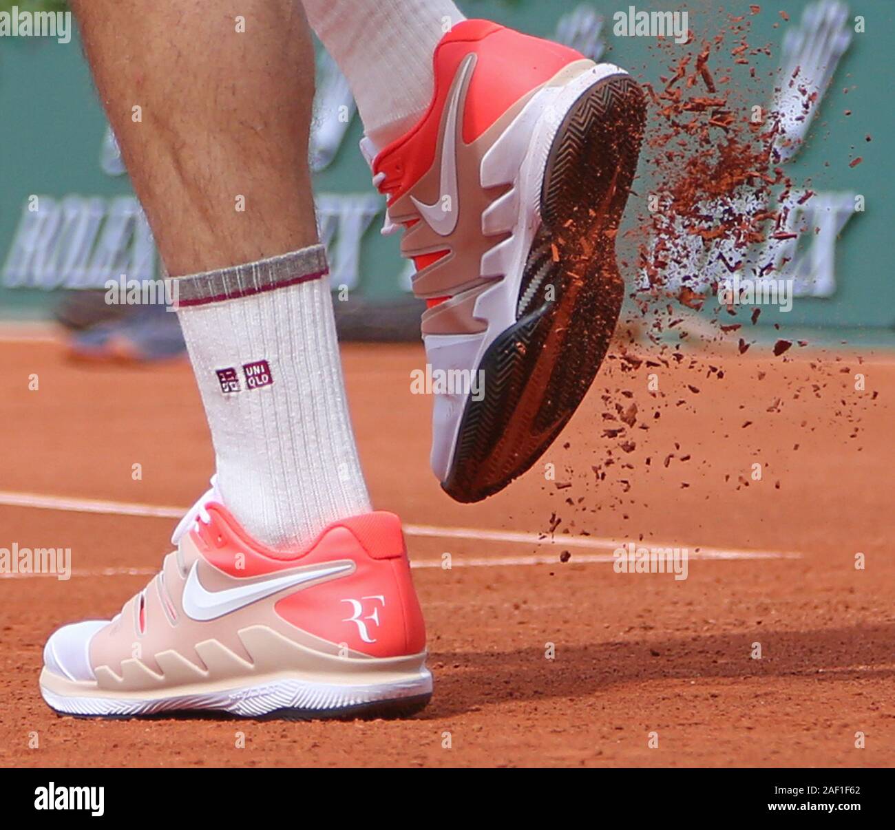 Paris, France. 12th Dec, 2019. Roger Federer of Switzerland hits a shot during his French Open men's second-round match against Oscar Otte of Germany at Roland Garros in Paris on May 29, 2019. Federer defeated Otte 6-4, 6-3, 6-4 to advance to the third round. Photo by David Silpa/UPI Credit: UPI/Alamy Live News Stock Photo