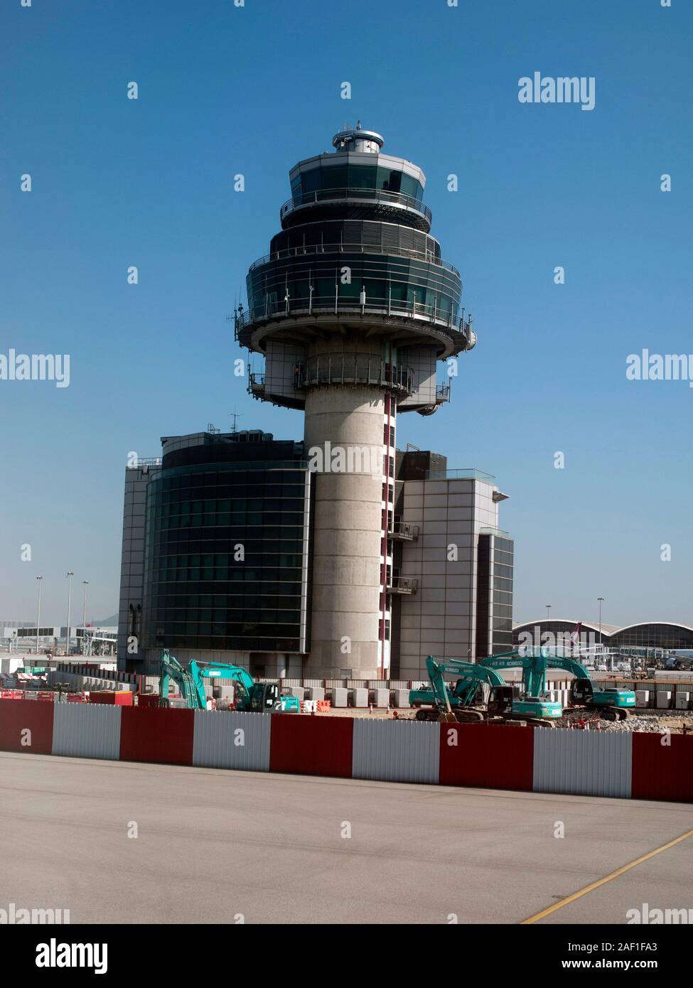 Airport Control Tower at Hong Kong International Airport, China, South East Asia Stock Photo