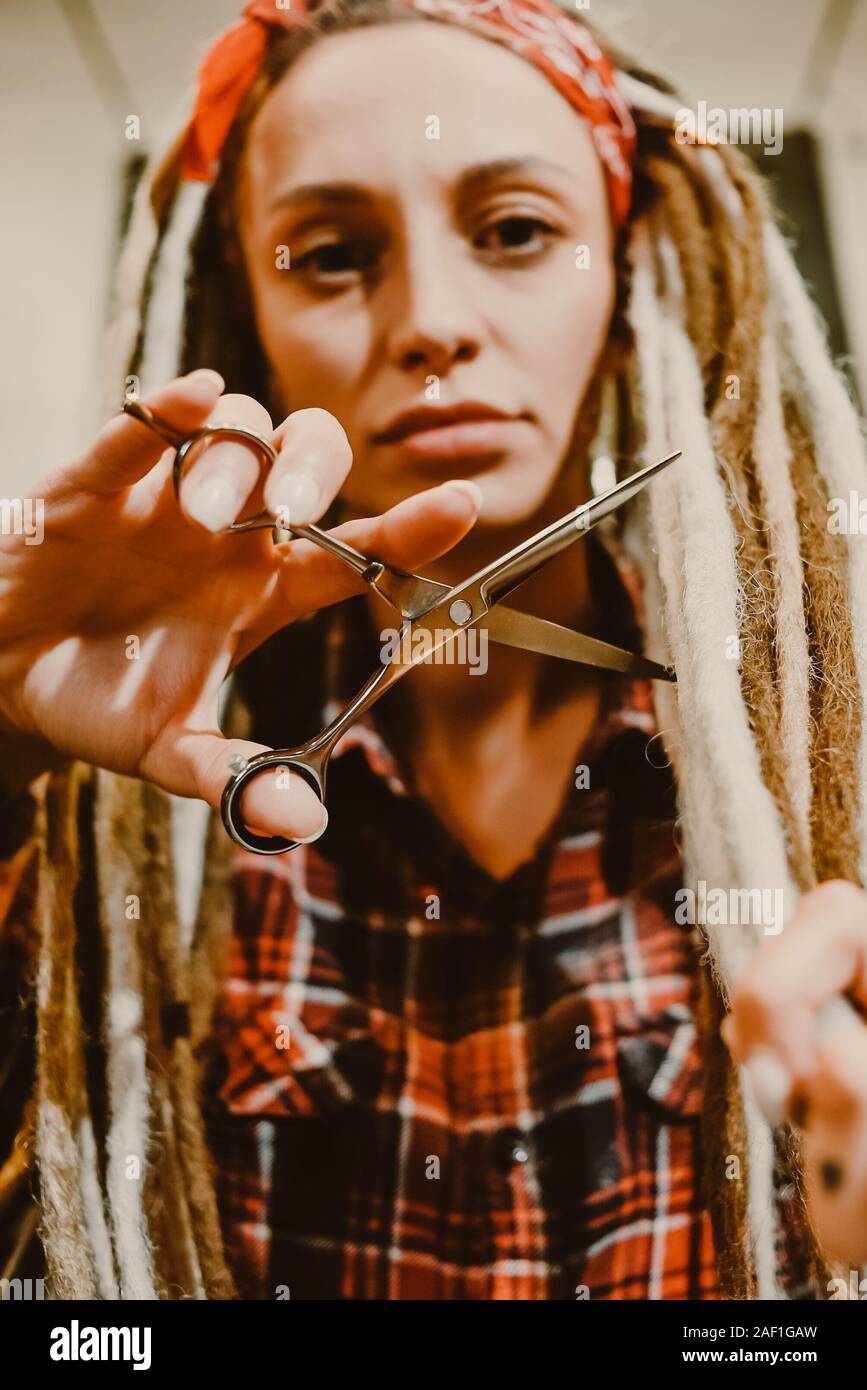 Close up face girl dreadlocks hi-res stock photography and images - Alamy