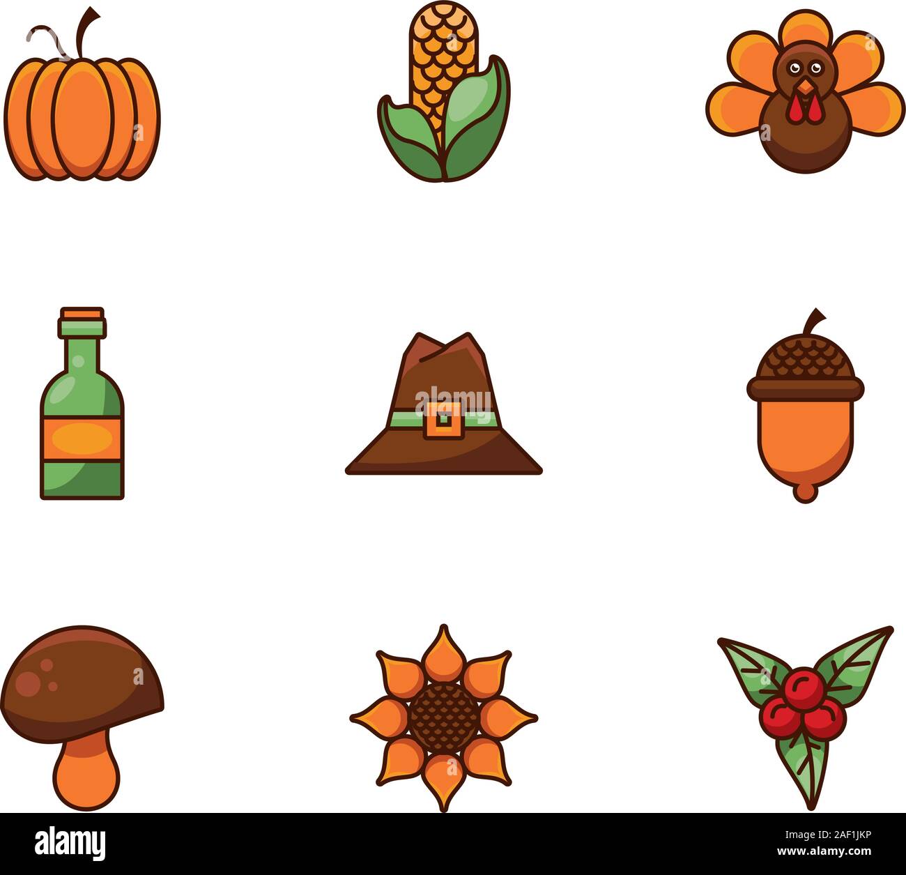 bundle of thanksgiving set icons Stock Vector