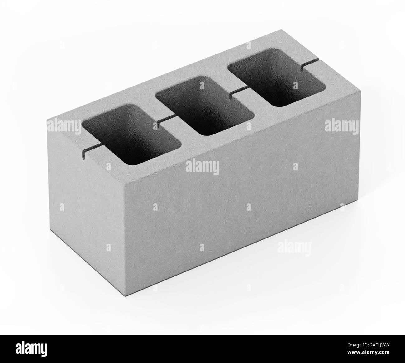 Concrete gray brick isolated on white background. 3D illustration. Stock Photo