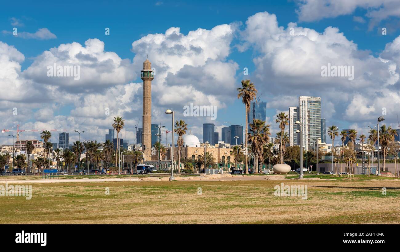 Tel Aviv City skyline at sunny day, Israel Stock Photo