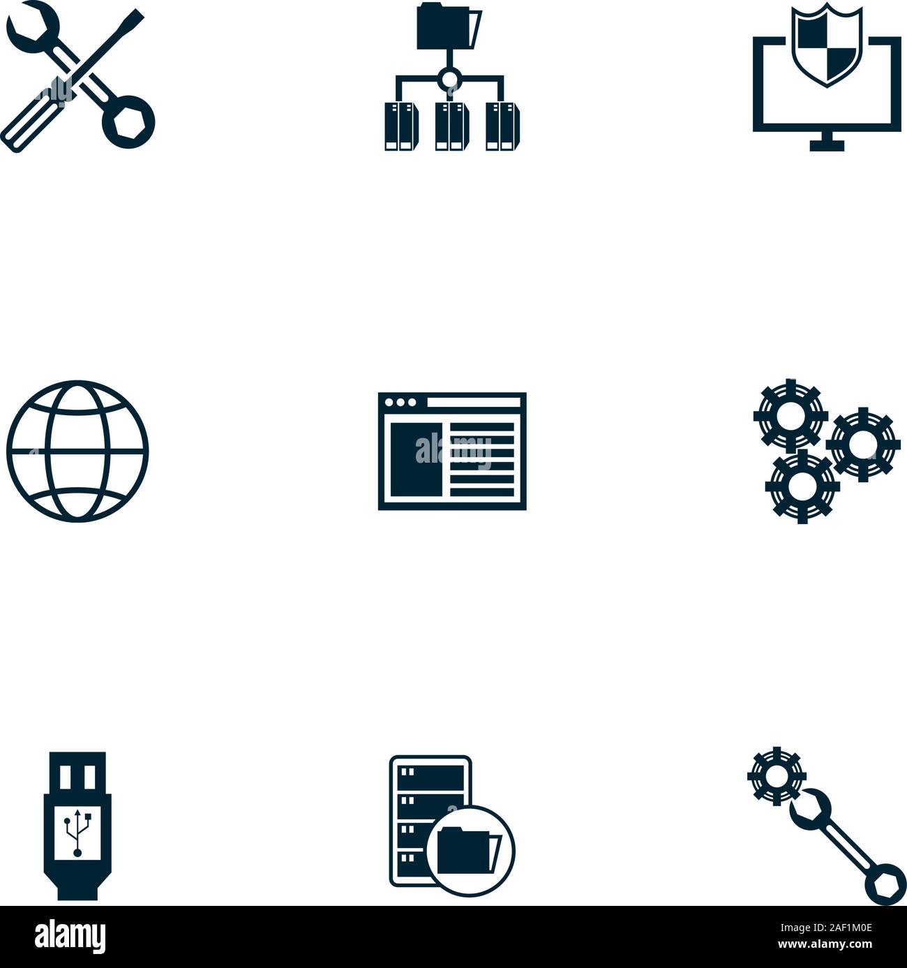 bundle of data center set icons Stock Vector