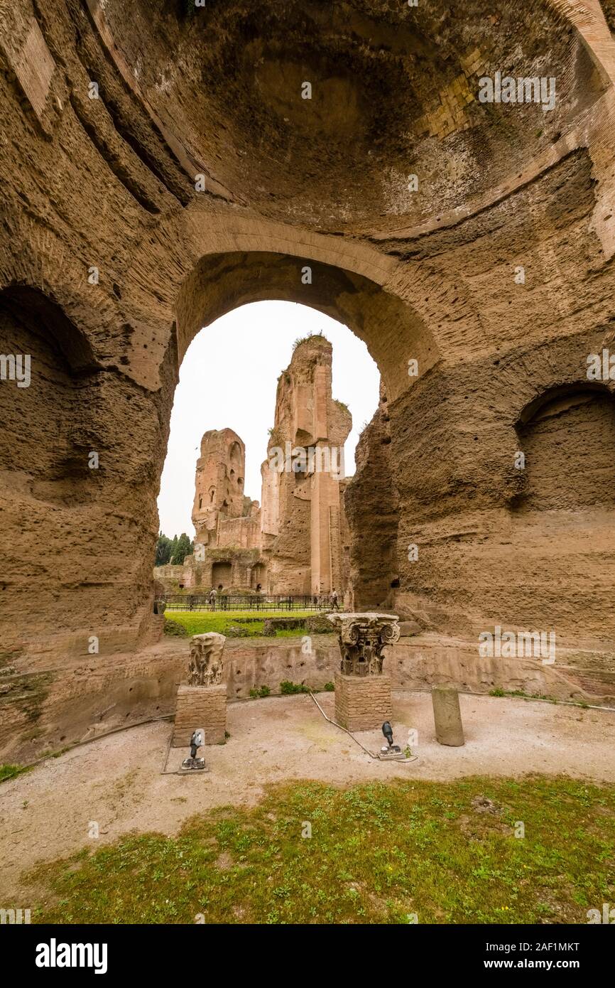 The remains of The Baths of Caracalla, Terme di Caracalla, the city's former second largest Roman public baths Stock Photo