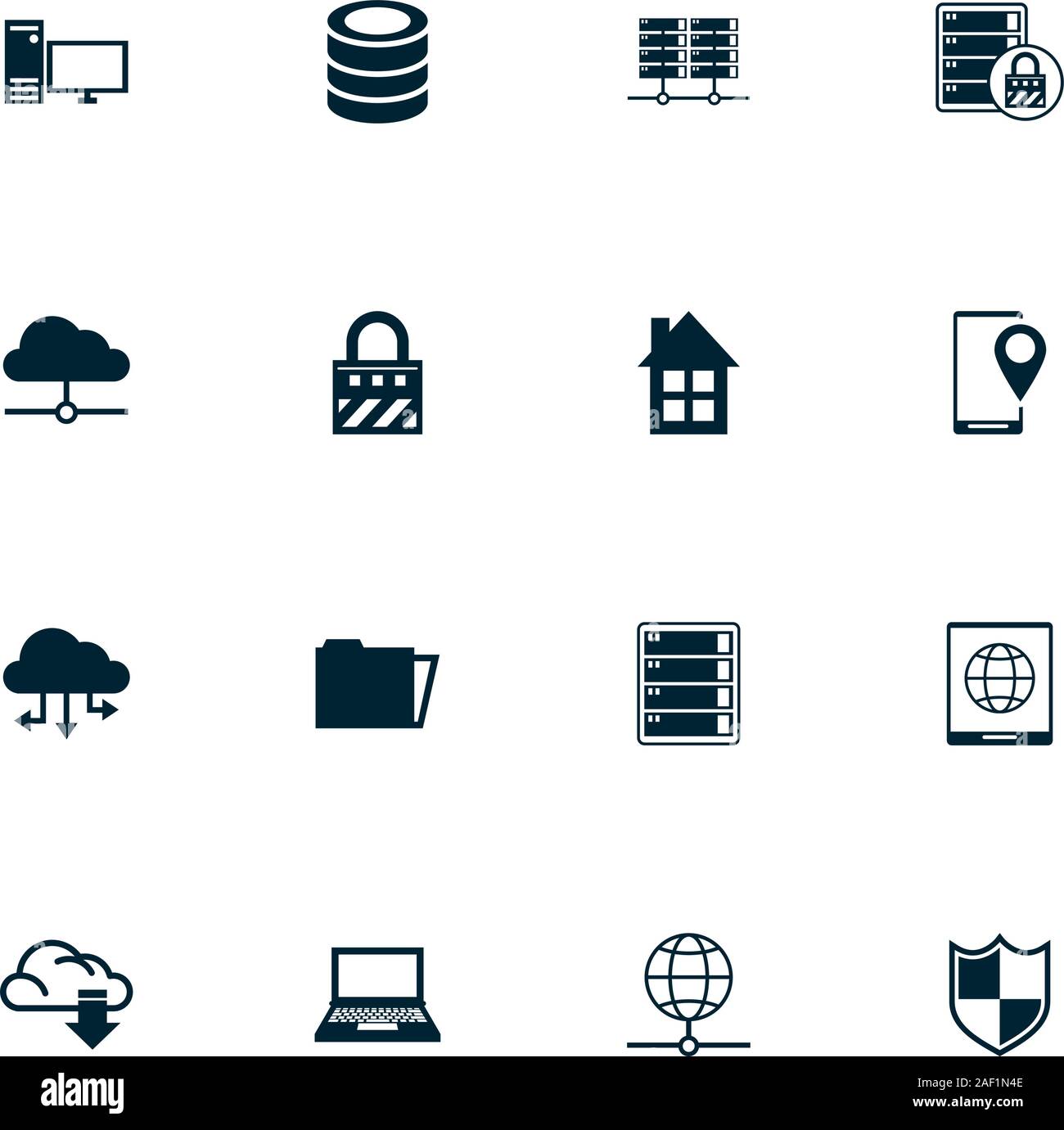 bundle of data center set icons Stock Vector