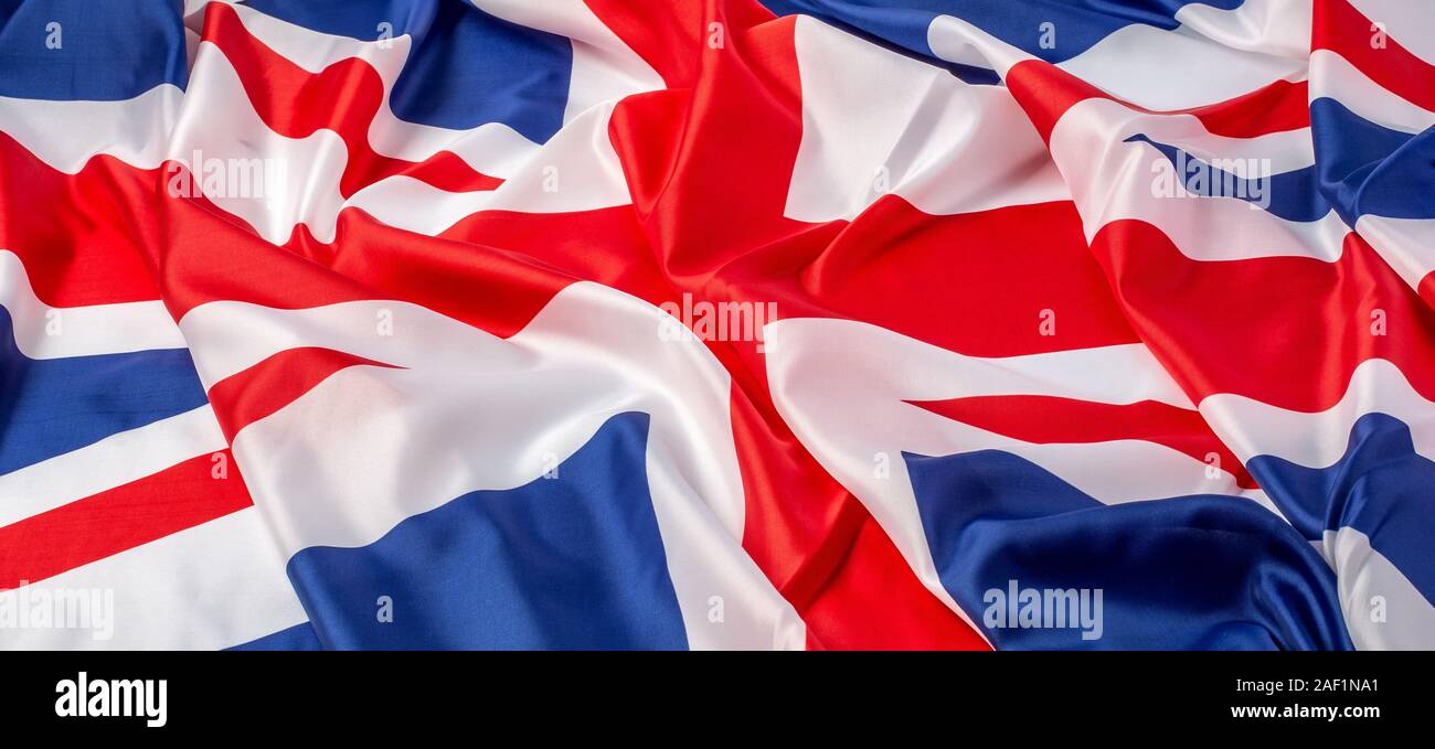 Closeup of ruffled British flag - fabric background Stock Photo