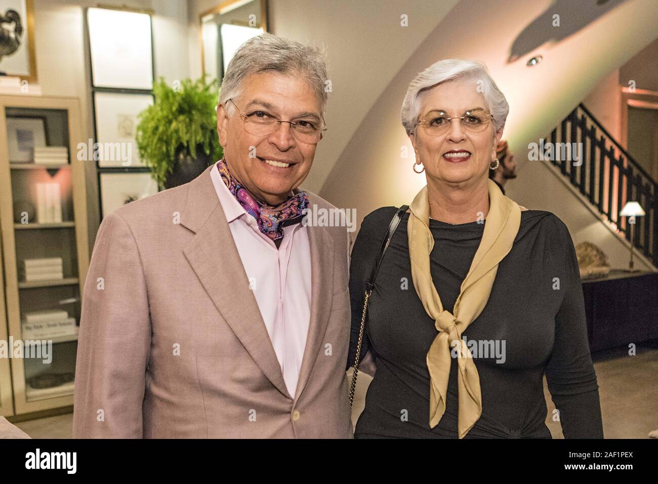 Columbus, Ohio, USA. 11th Dec, 2019. YARIMOR, left, and PAT STEINER at the  grand opening celebration of RH Columbus, The Gallery at Easton Town Center  in Columbus, Ohio on Wednesday, December 11,
