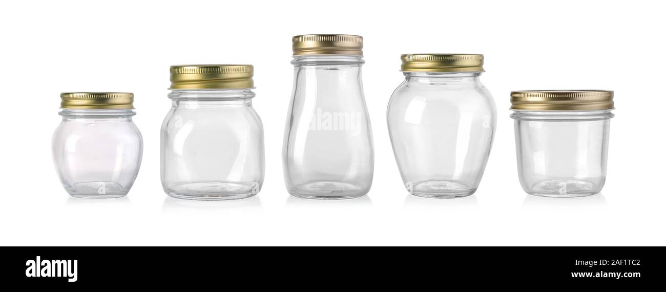 empty glass jar with metal lid isolated on white background Stock Photo ...