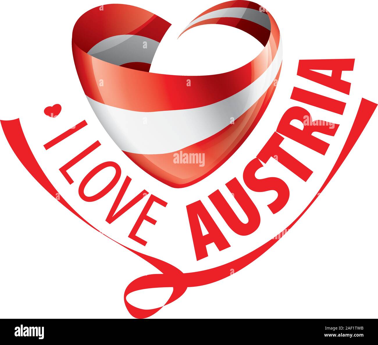 The national flag of the Austria and the inscription I love Austria. Vector illustration Stock Vector