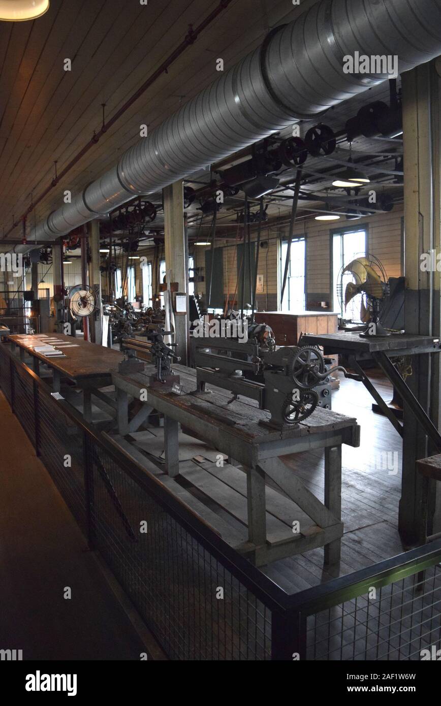 The main laboratory and equipment inside Thomas Edison National Historical Park. Stock Photo