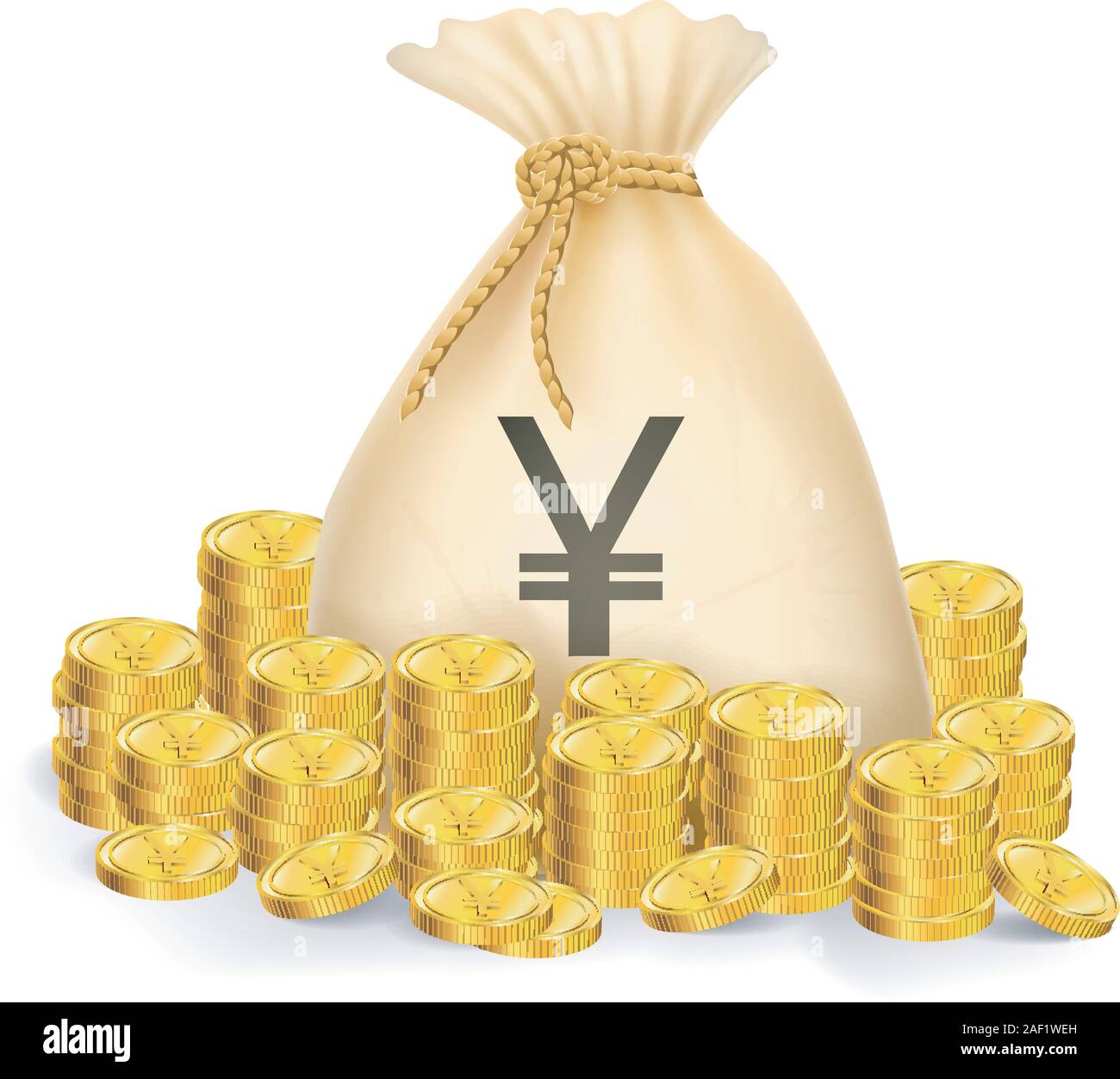 Illustration of gold coin with bag of money Stock Vector Image & Art ...
