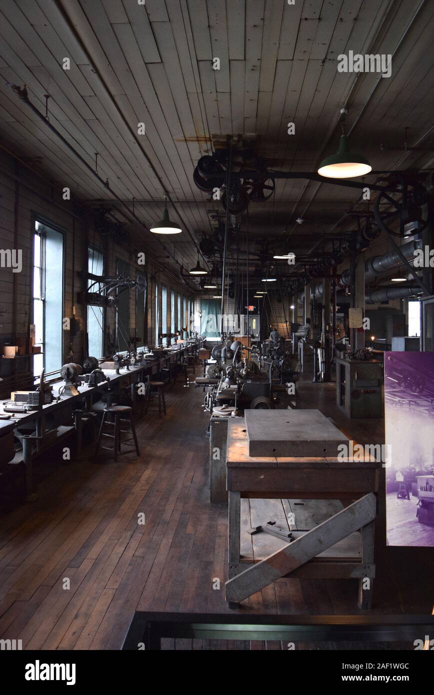 The main laboratory and equipment inside Thomas Edison National Historical Park. Stock Photo