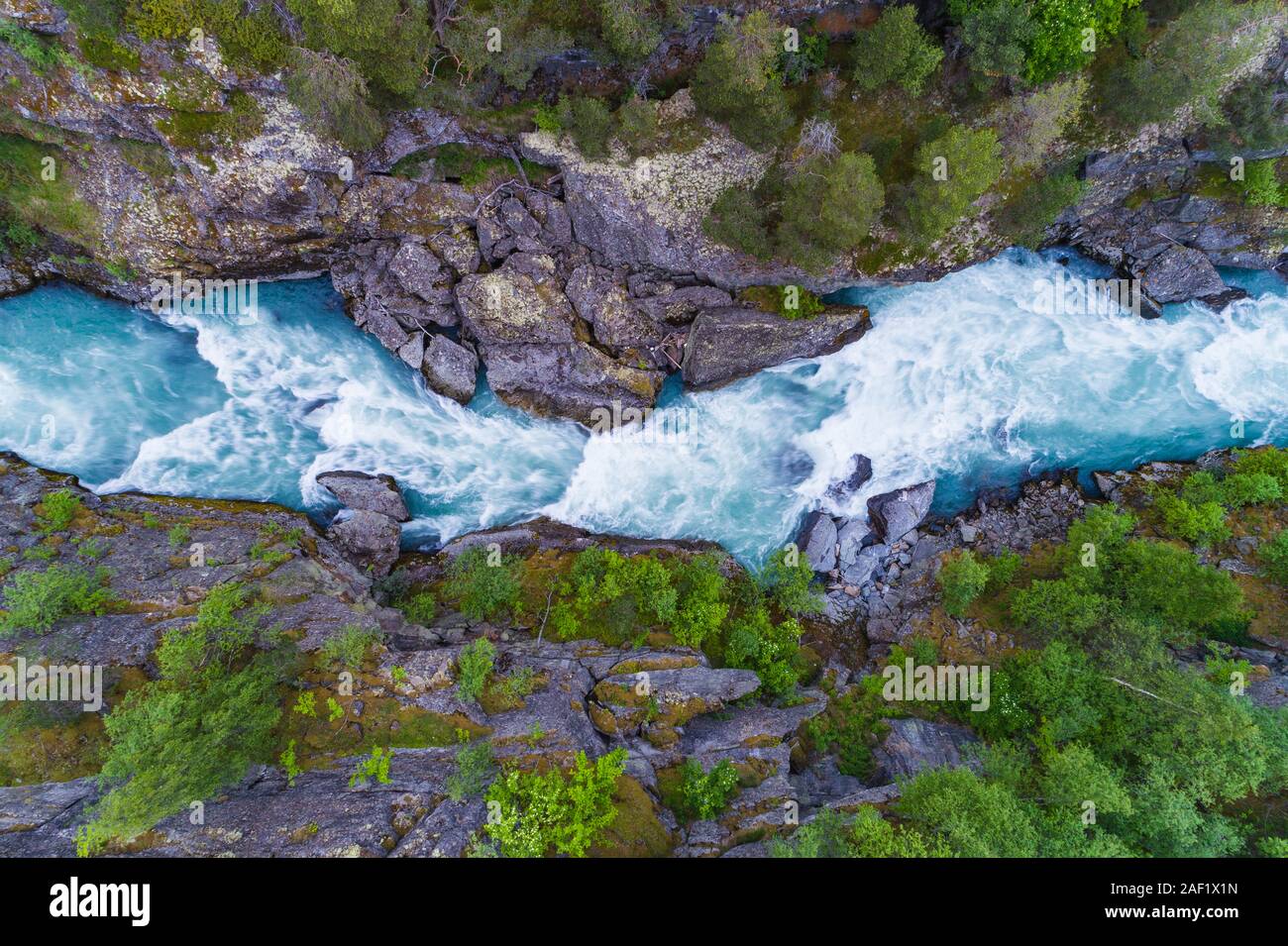 Aerial view of mountain river Stock Photo - Alamy