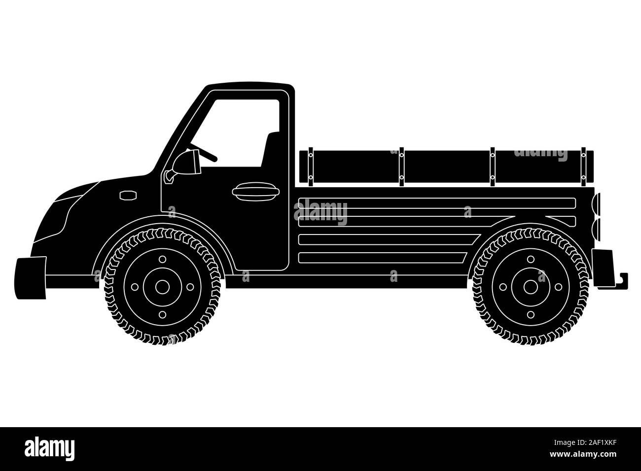 Truck. Black technical drawing Stock Vector