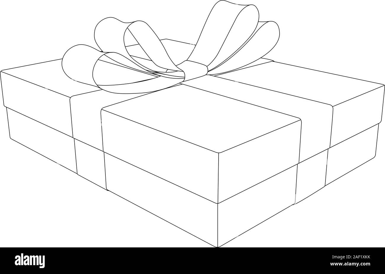 https://c8.alamy.com/comp/2AF1XKK/gift-box-with-ribbon-bow-outline-drawing-2AF1XKK.jpg