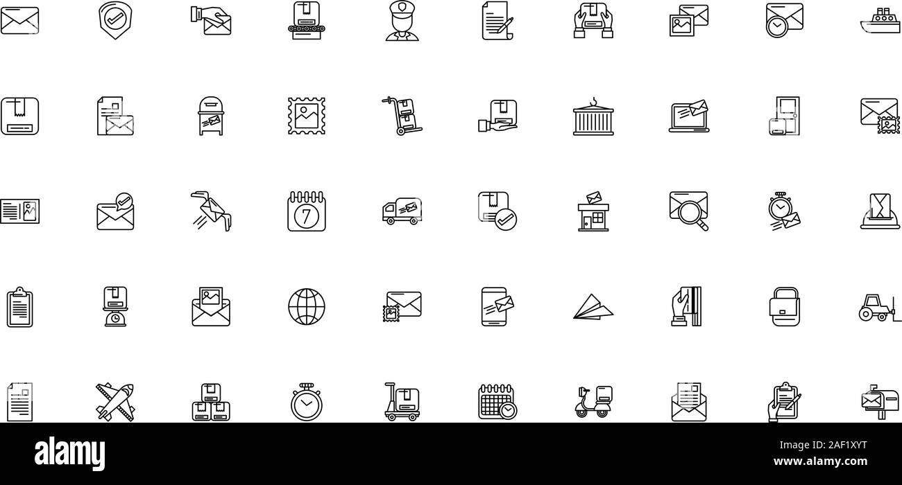 bundle of postal service icons Stock Vector