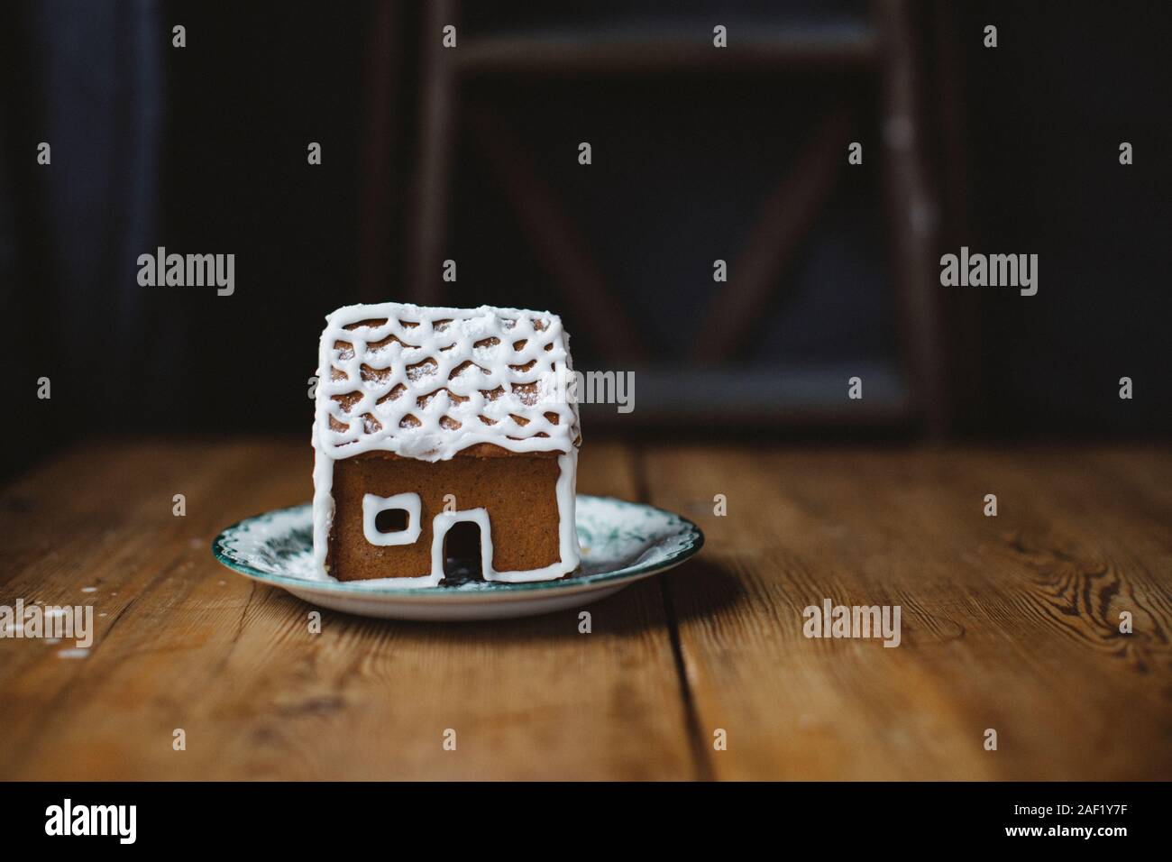 Gingerbread house on table Stock Photo