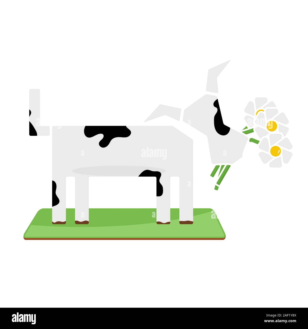 Cow with flowers. Minimalistic vector illustration Stock Vector