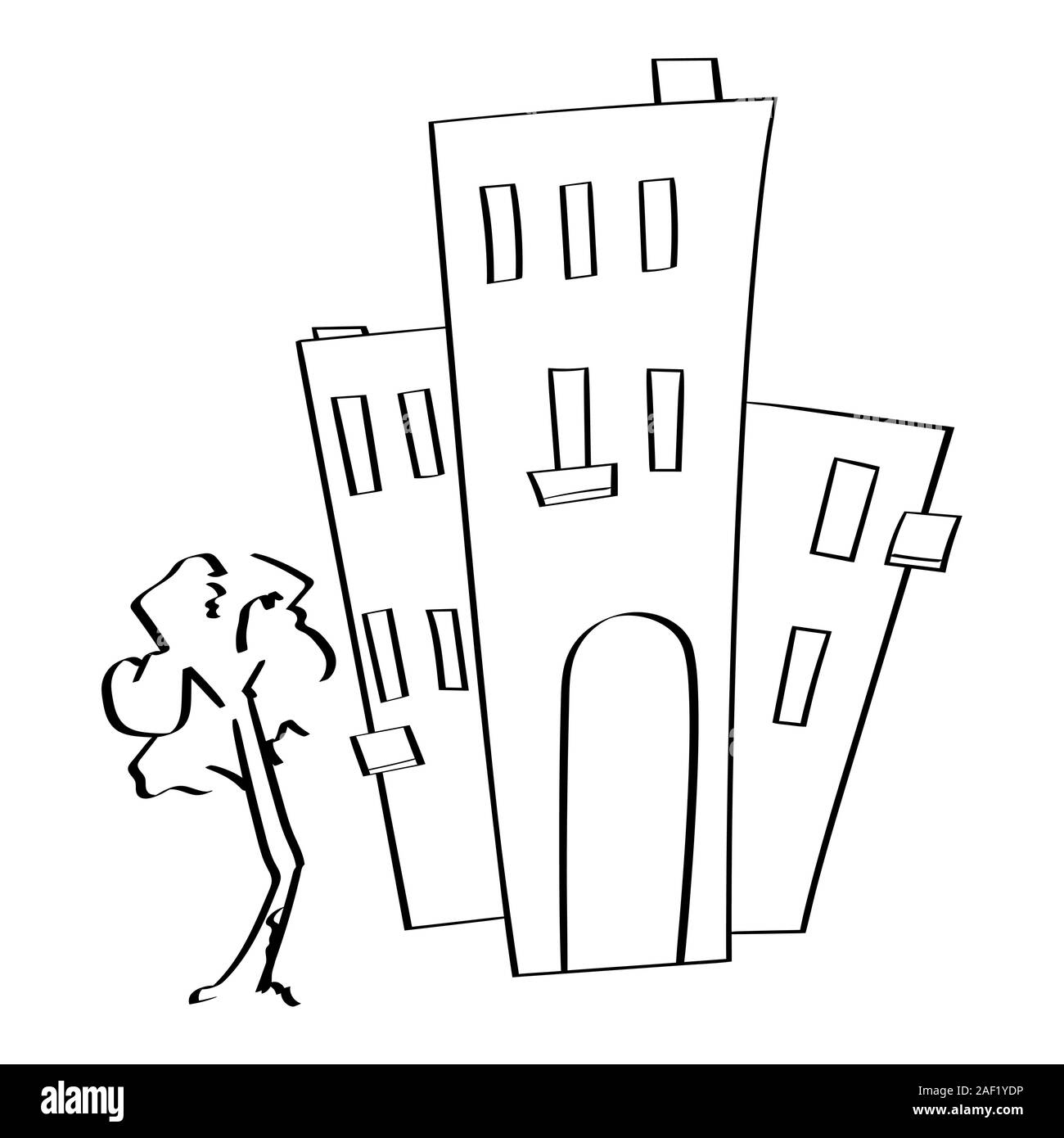 Tall buildings. Hand drawn doodle Stock Vector