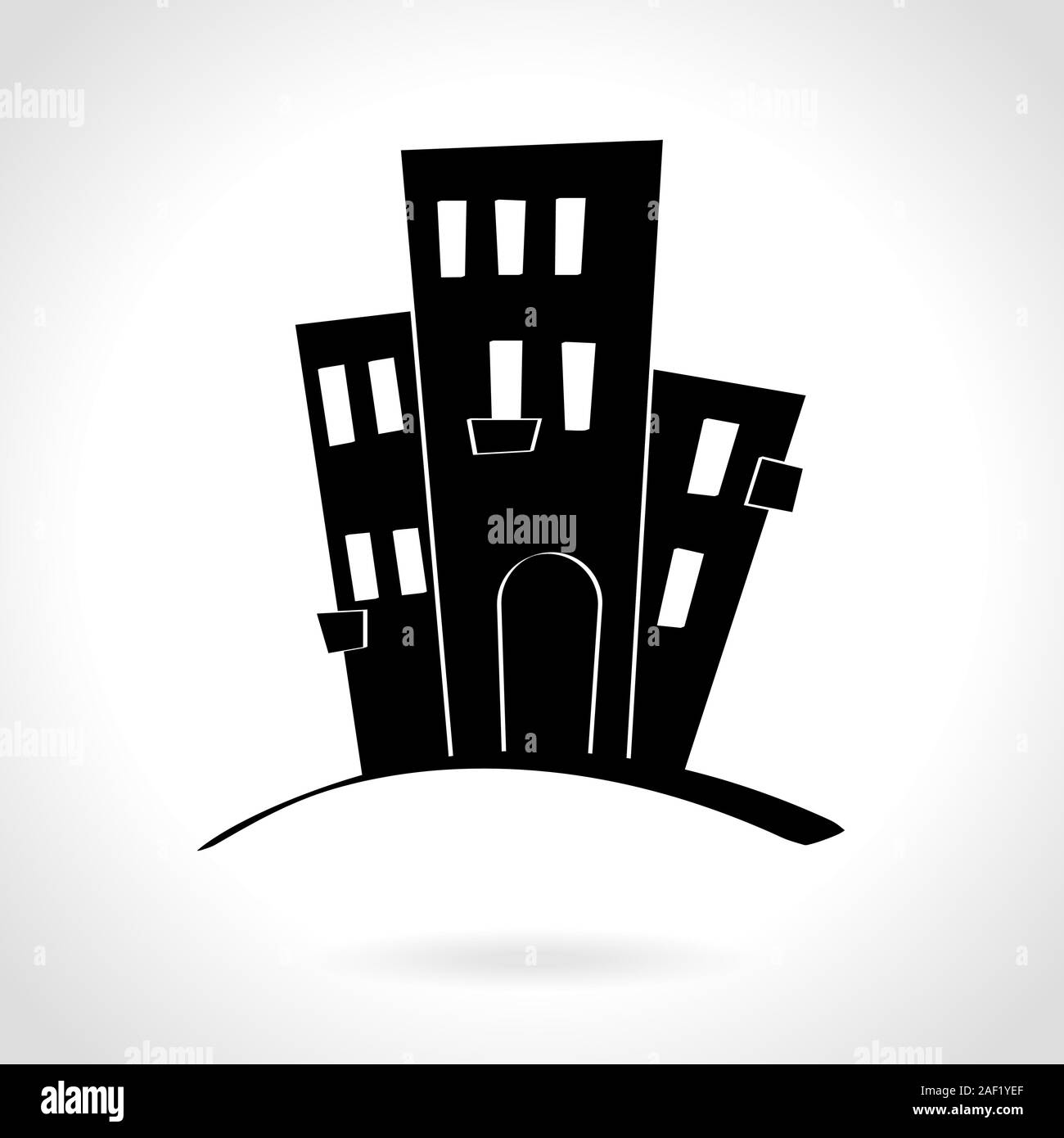Tall buildings. Black doodle Stock Vector