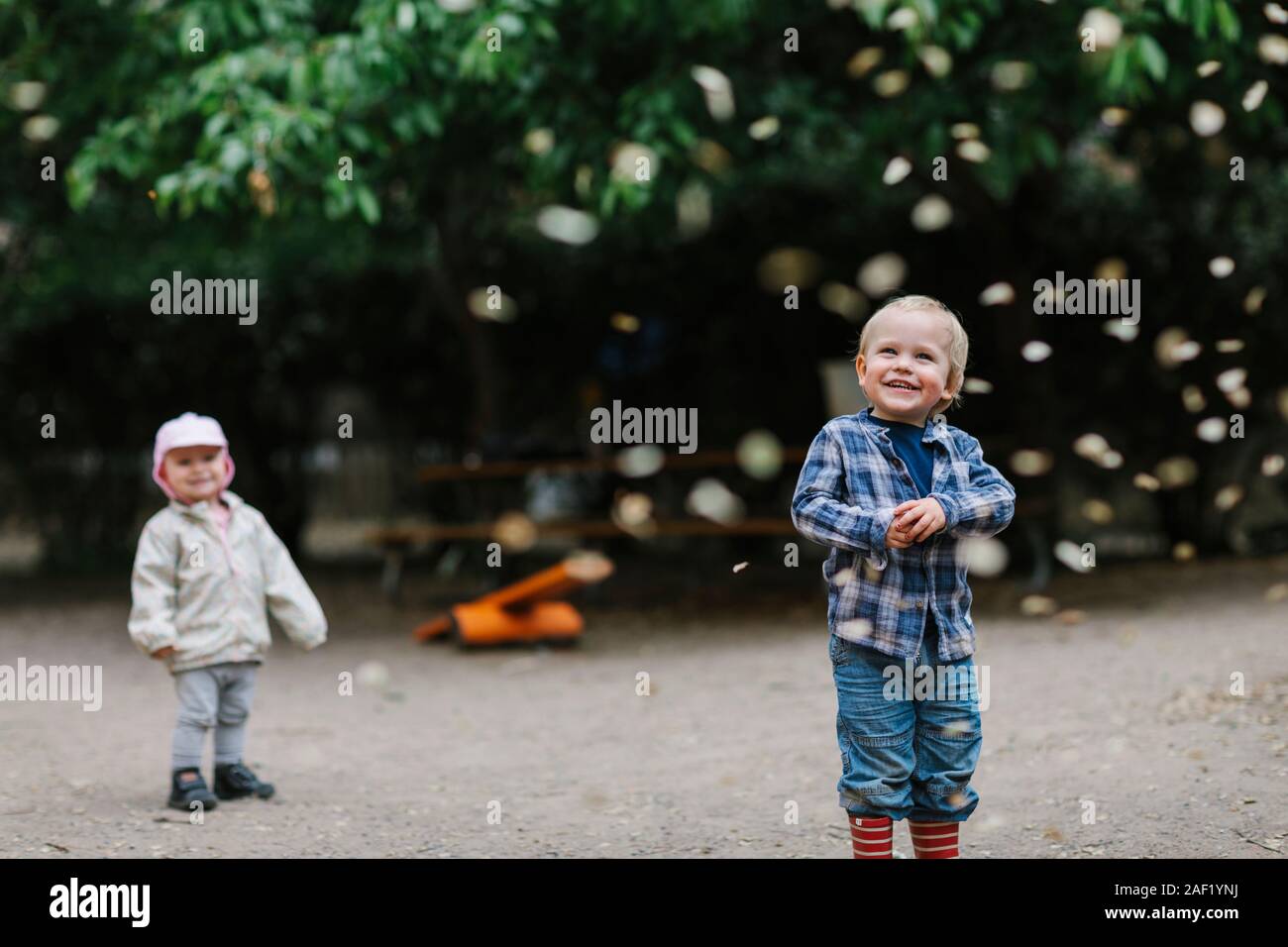 Smiling boy looking away Stock Photo