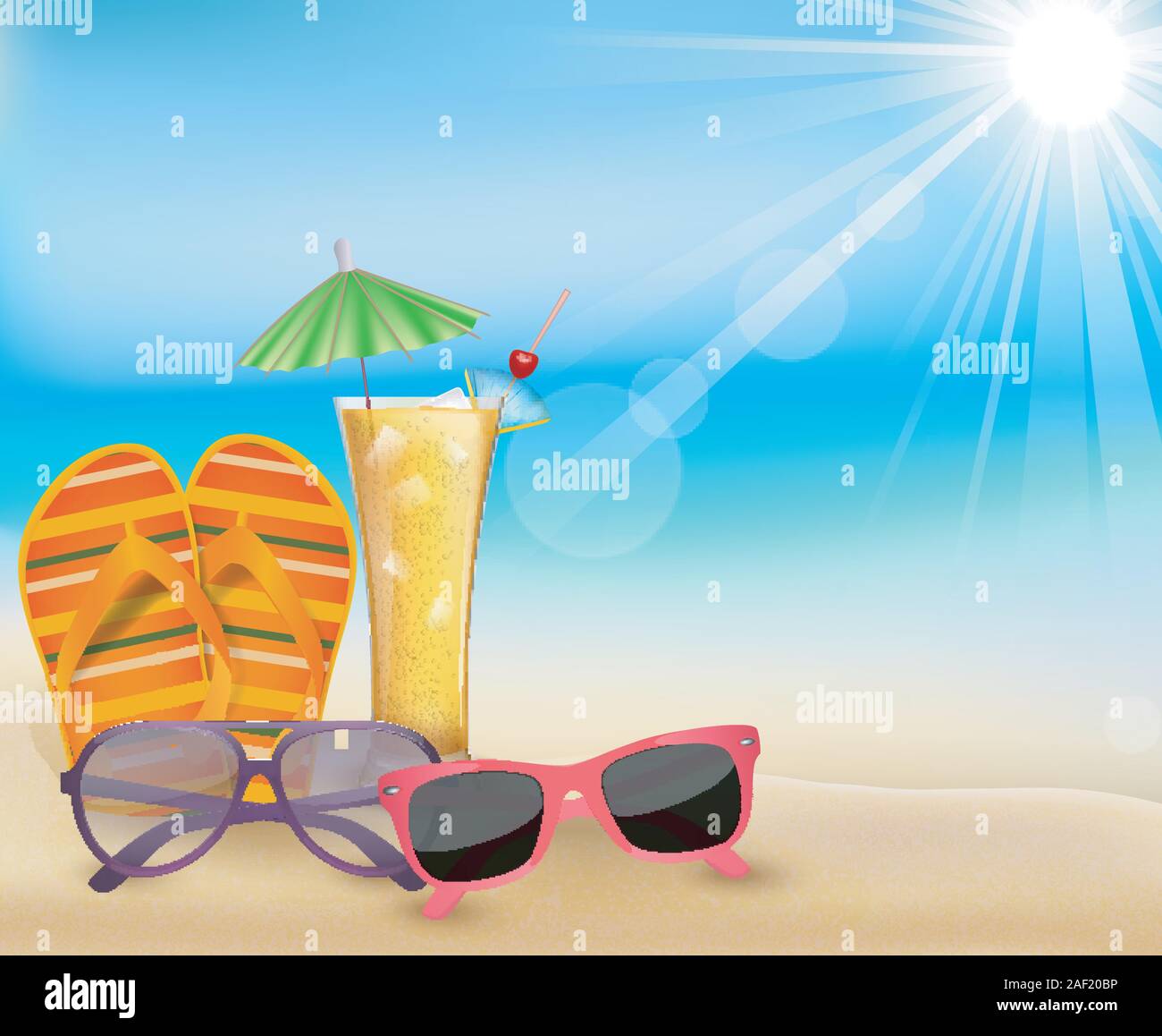 Illustration of Summertime  in beach Stock Vector