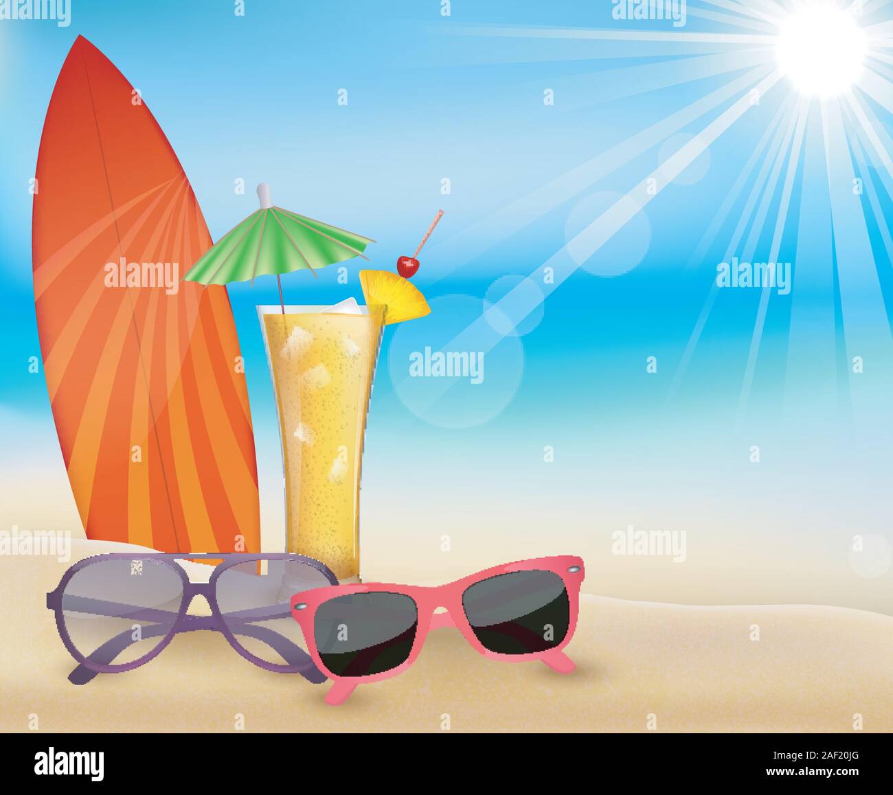 Summertime  holiday  in beach Stock Vector