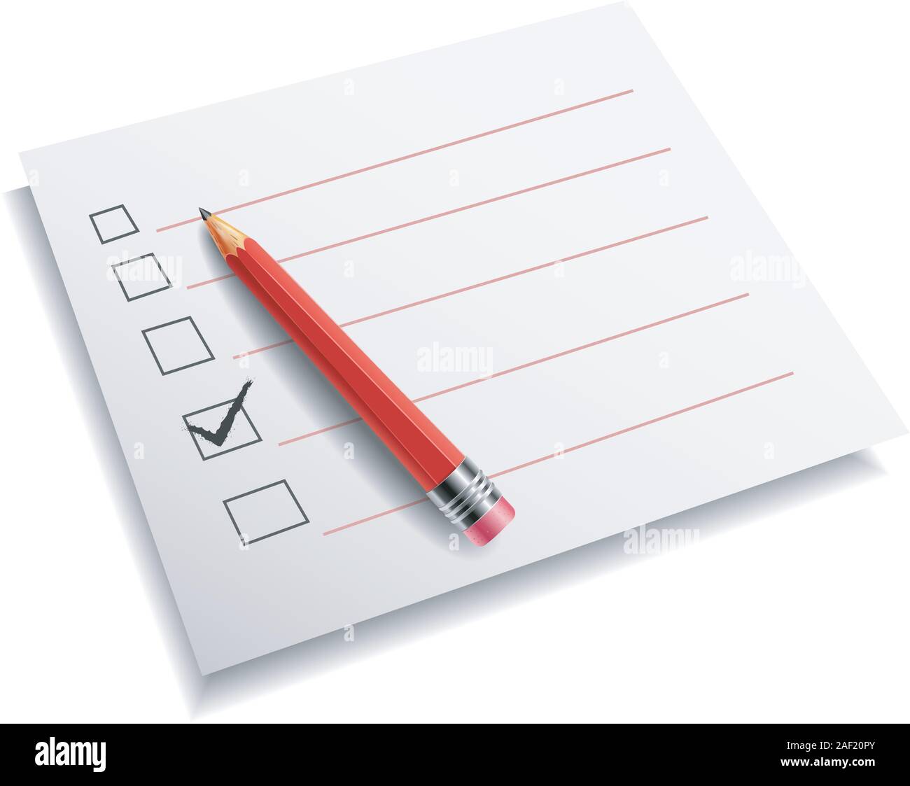 Illustration checklist with pencil white background Stock Vector Image