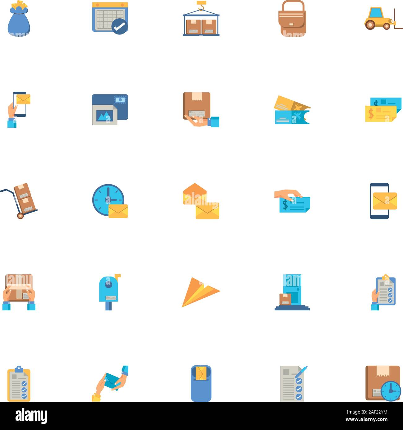 bundle of postal service icons Stock Vector