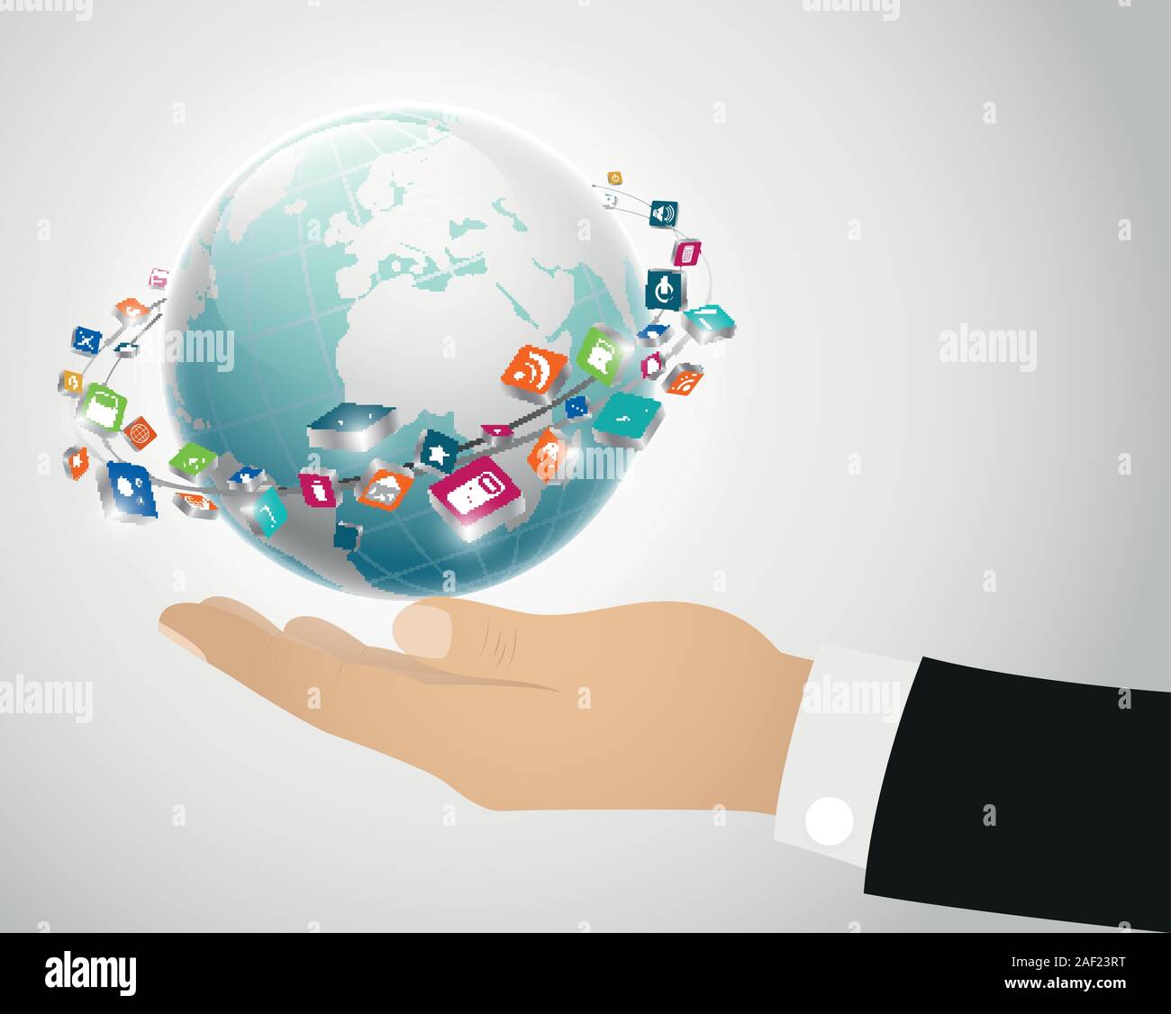 Illustration of Person holding globe on the hand Stock Vector Image ...