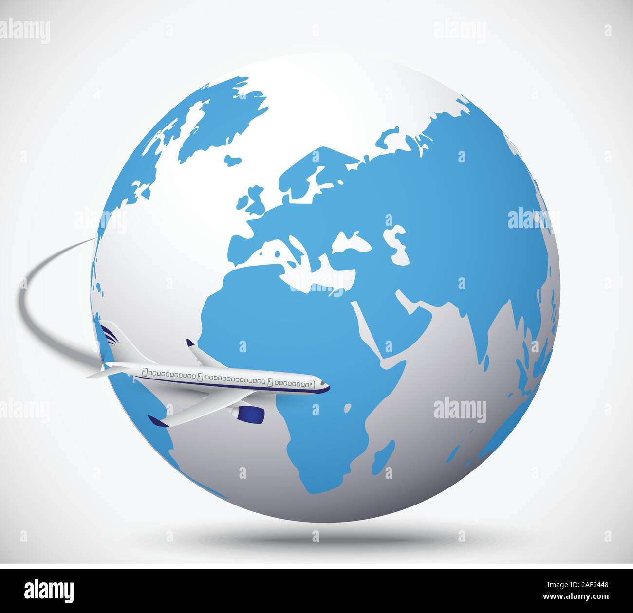 Airliner with globe in the white background. vector illustration Stock Vector