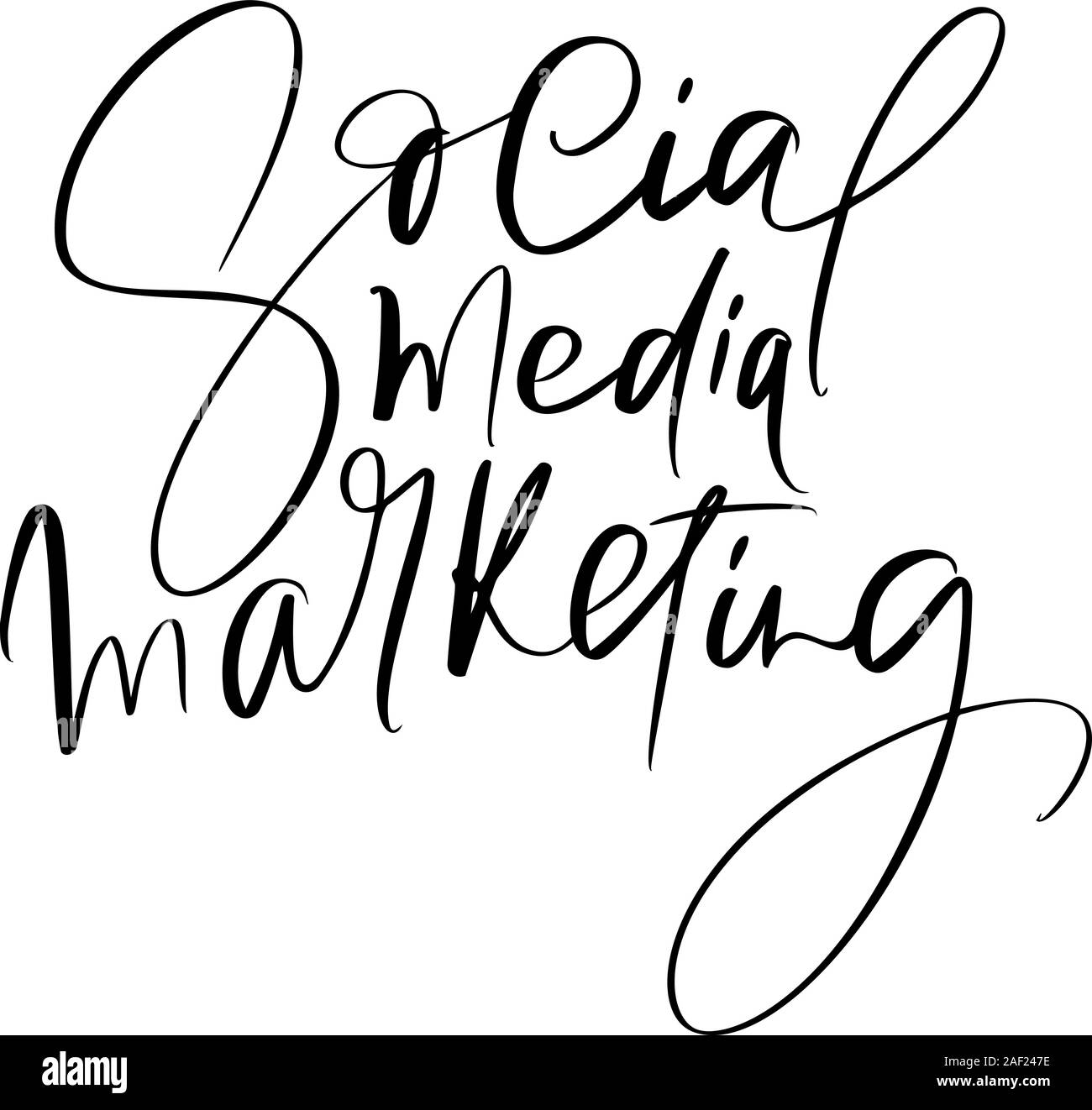 Hand drawn calligraphic vector text Social Media Marketing SMM. Social