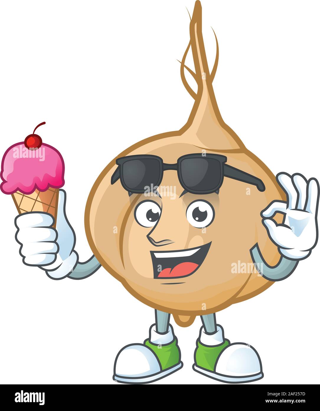 Mascot character featuring jicama with ice cream Stock Vector