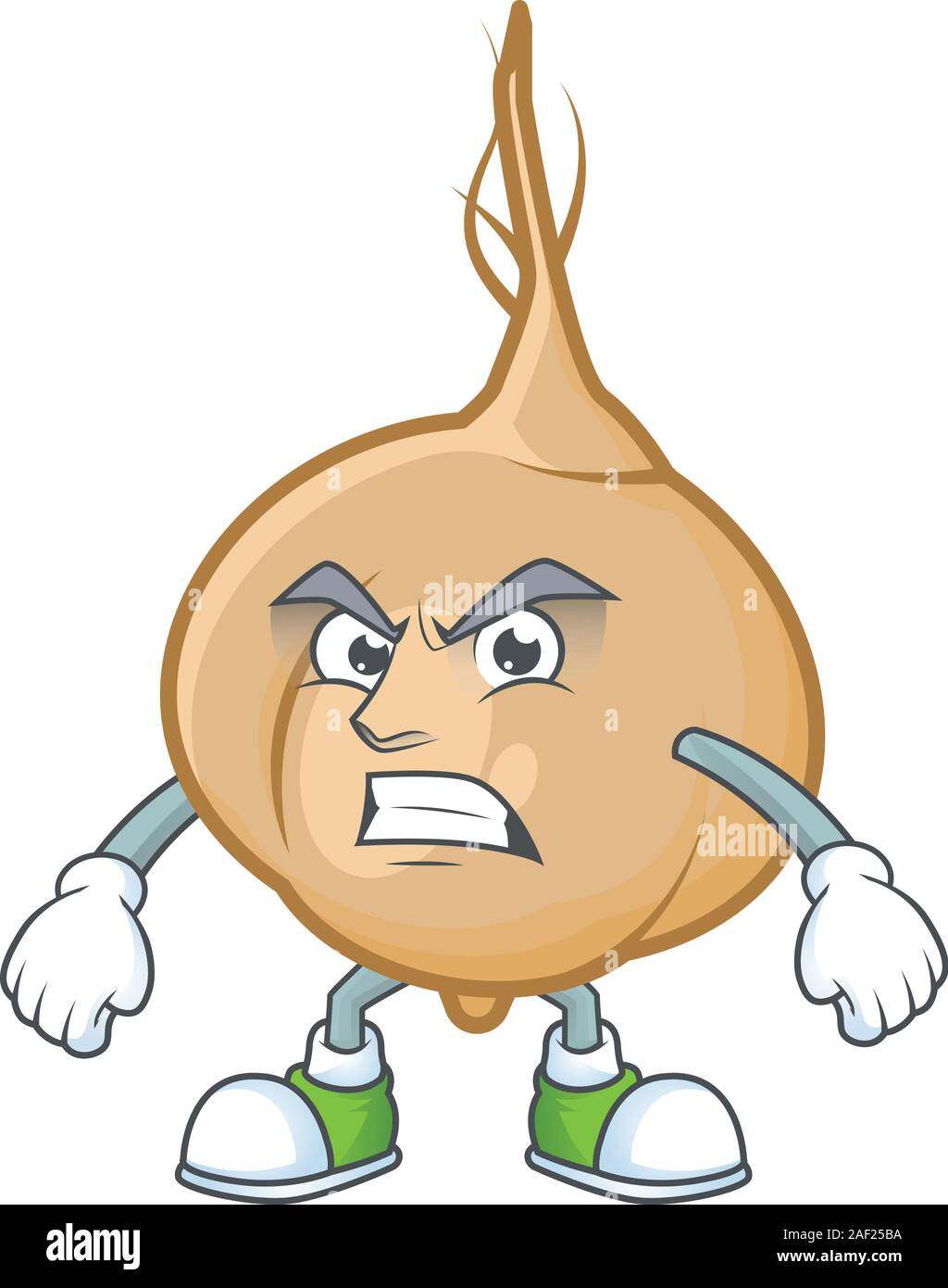 Jicama cartoon character style with angry face Stock Vector
